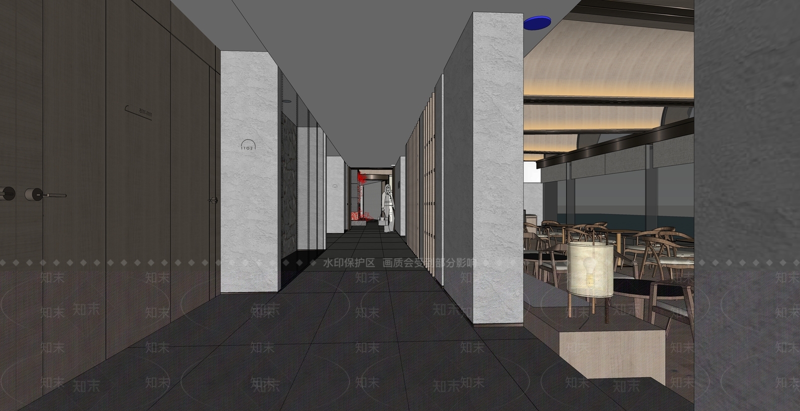 新中式酒店餐厅SU模型下载【ID:1159369060】