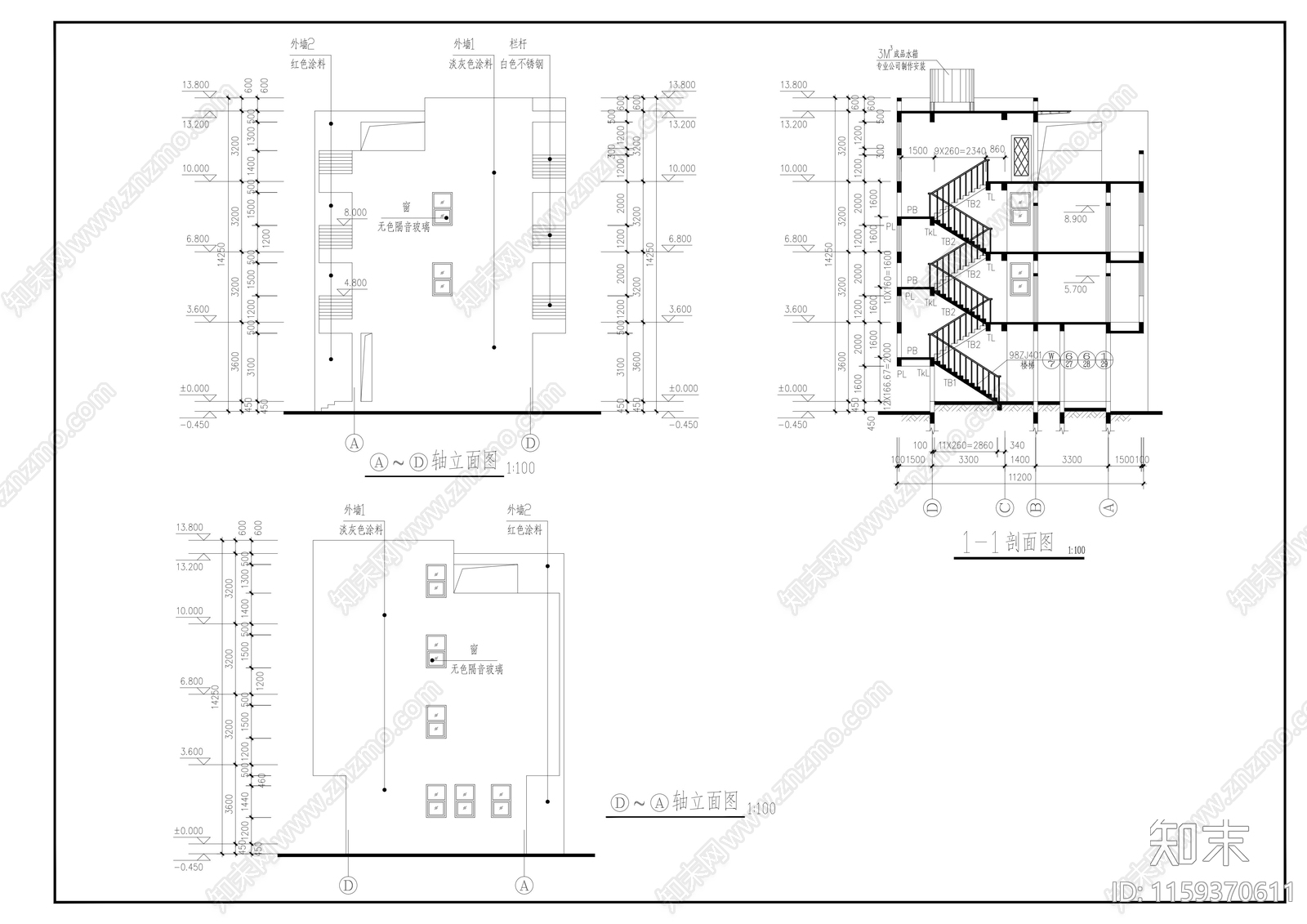 4层自建民cad施工图下载【ID:1159370611】