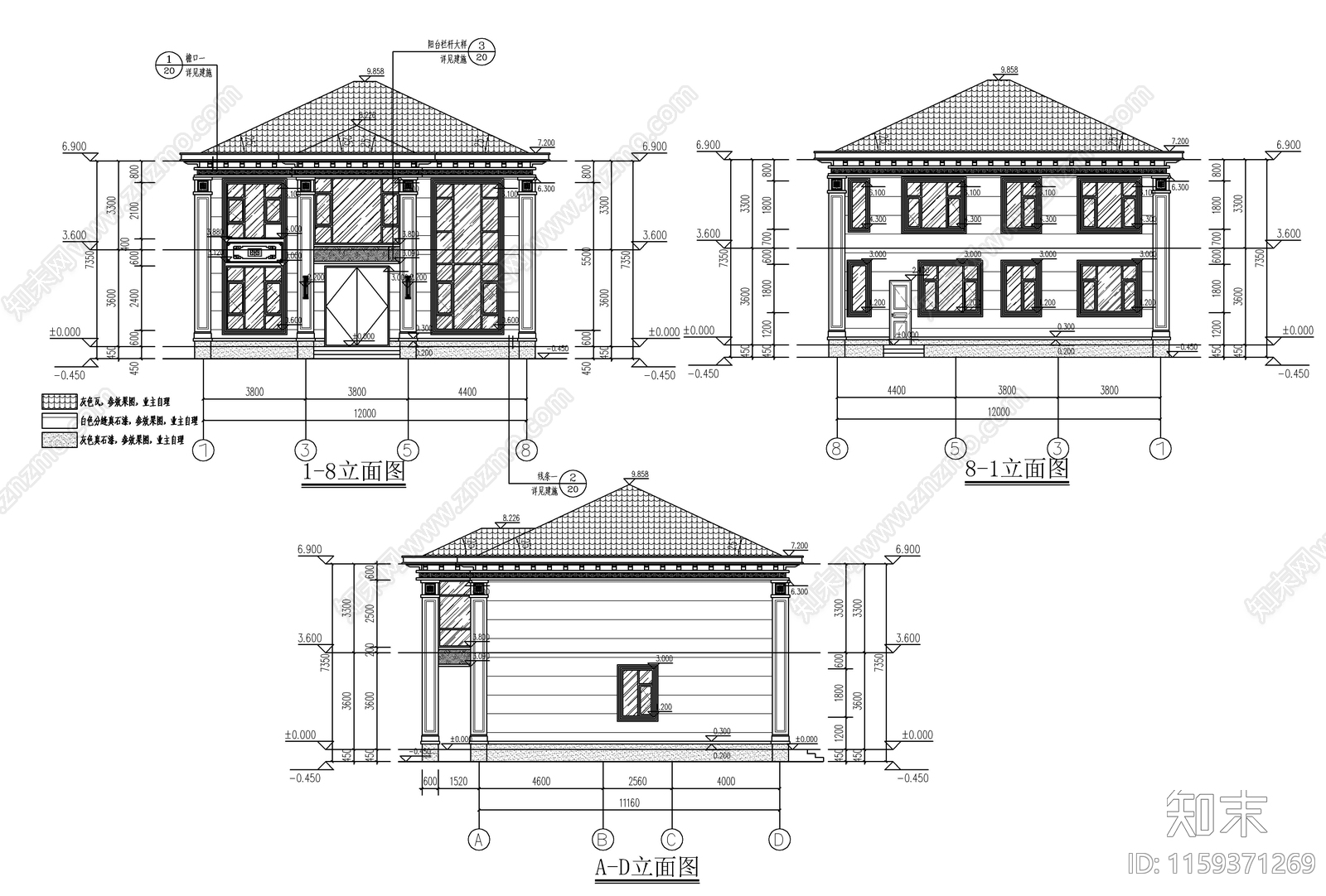 新中式二层自建房cad施工图下载【ID:1159371269】