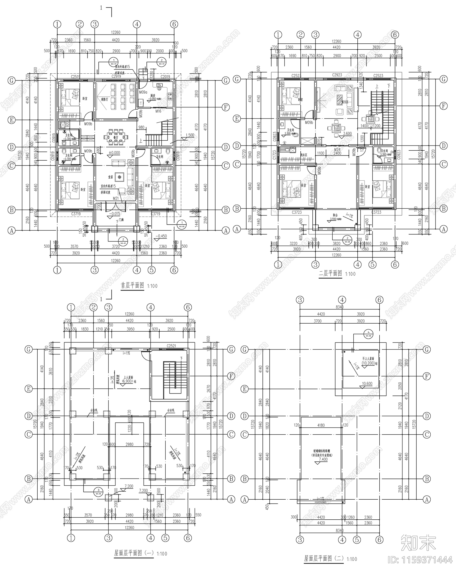 新中式二层自建房cad施工图下载【ID:1159371444】