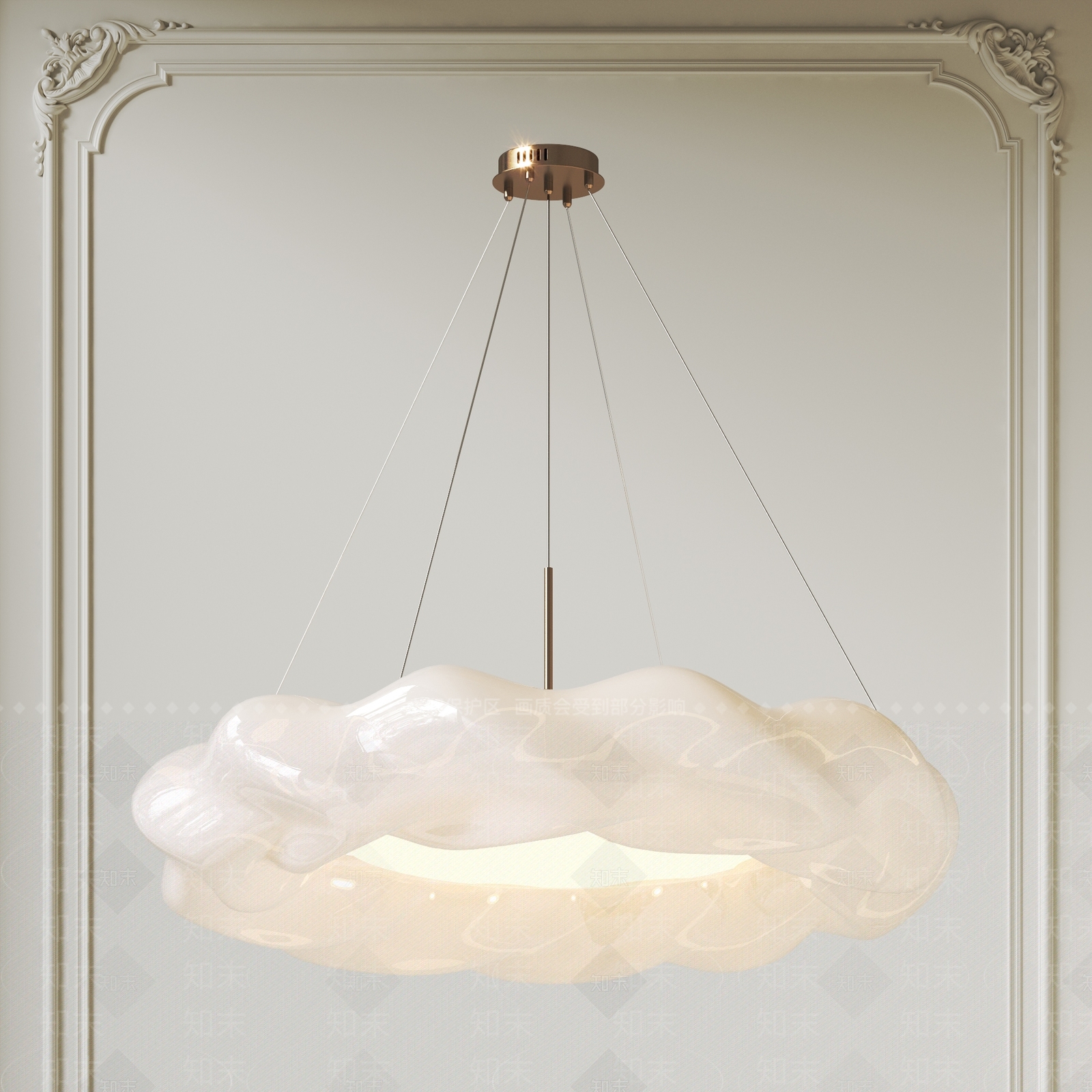 现代奶油风吊灯3D模型下载【ID:1159372321】