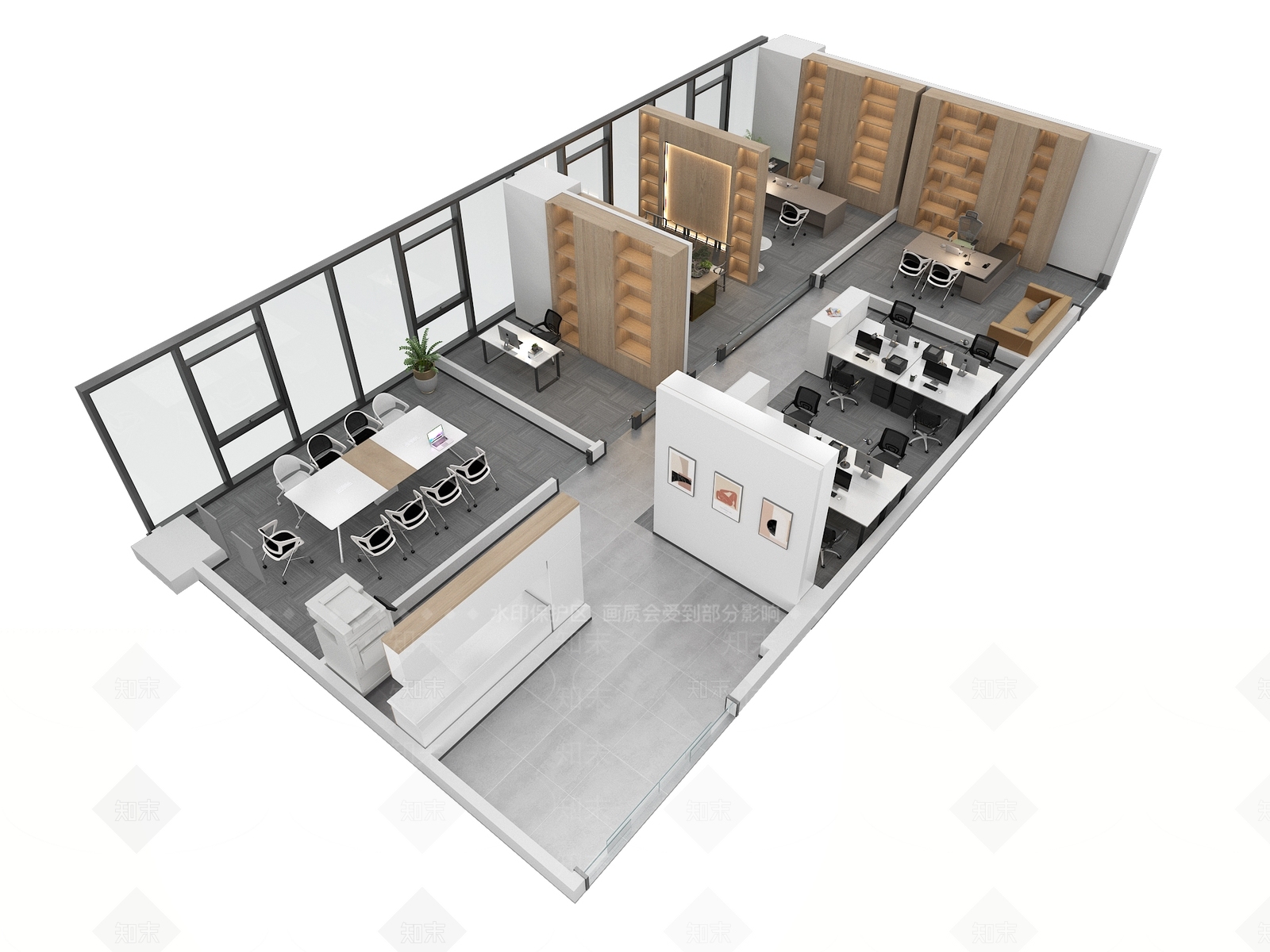 现代办公空间3D模型下载【ID:1159377048】