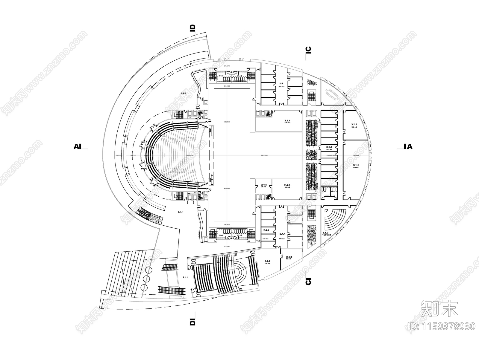 杭州大剧院cad施工图下载【ID:1159378930】