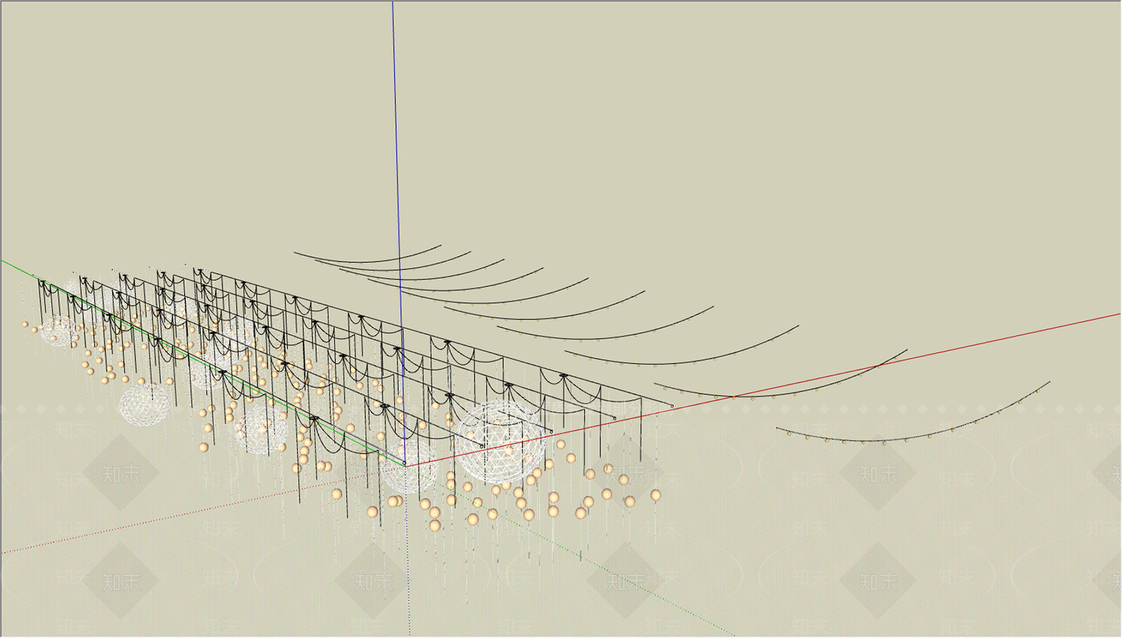 现代商业街星星灯装饰SU模型下载【ID:1159379229】