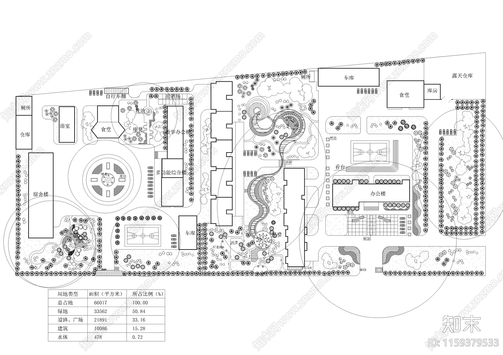 校园景观绿化平面图施工图下载【ID:1159379533】