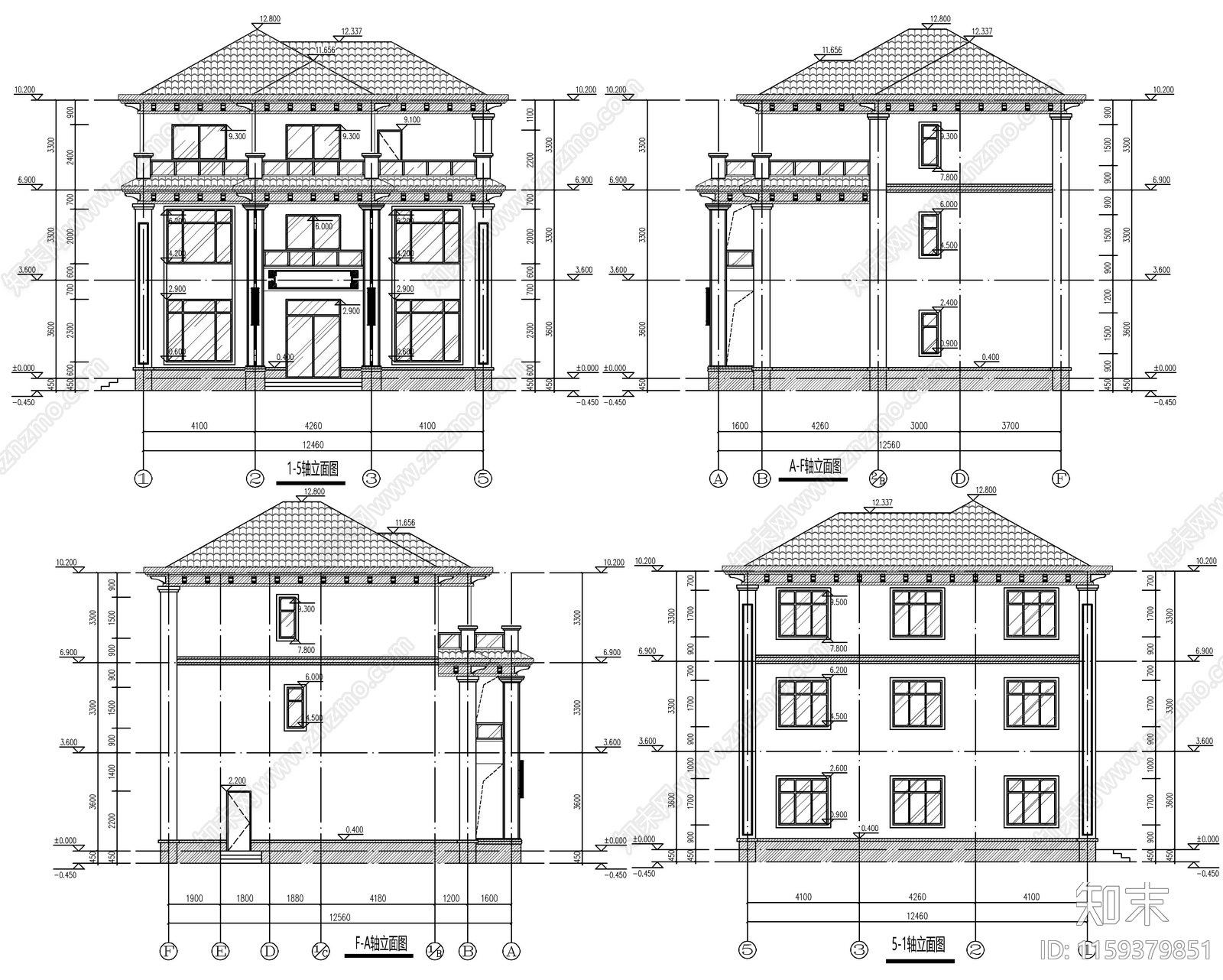 新中式三层自建房cad施工图下载【ID:1159379851】