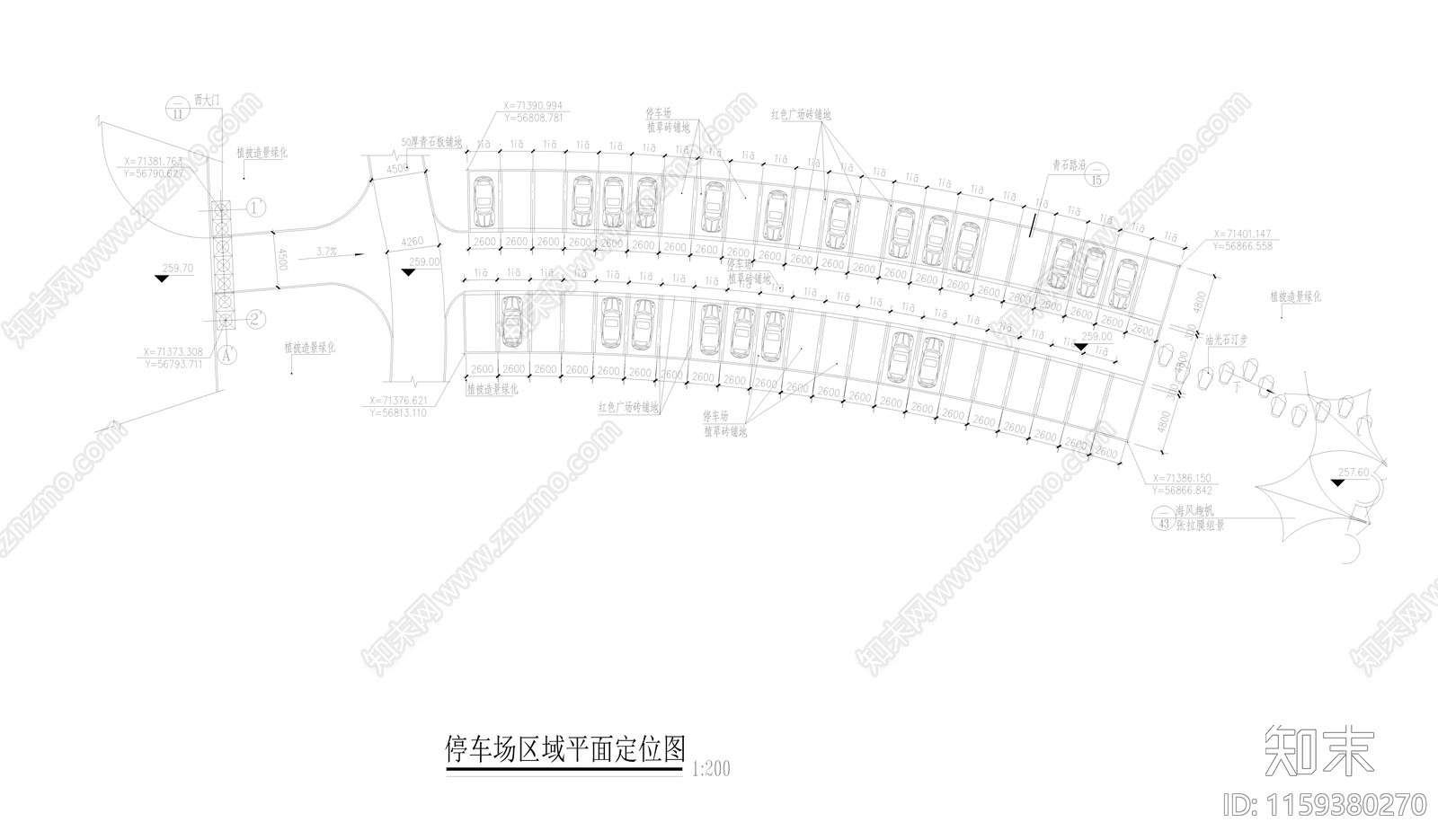 某停车场平面图cad施工图下载【ID:1159380270】