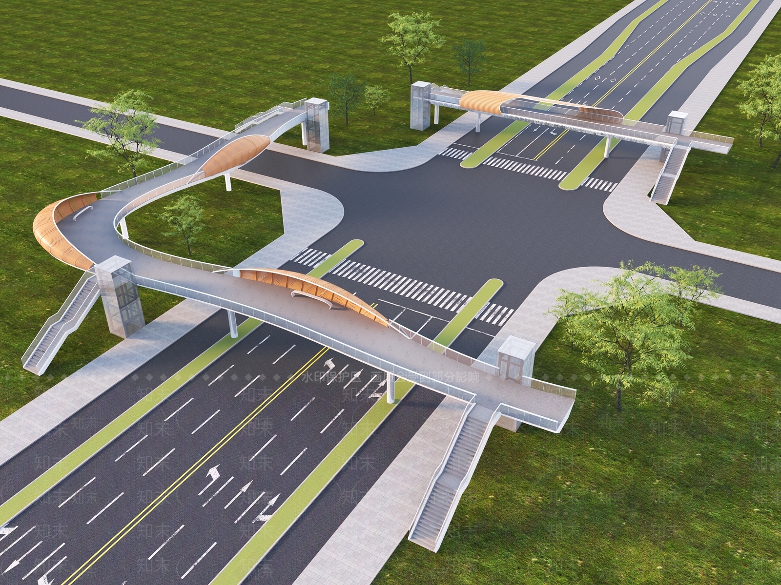 现代人行天桥3D模型下载【ID:1159385010】