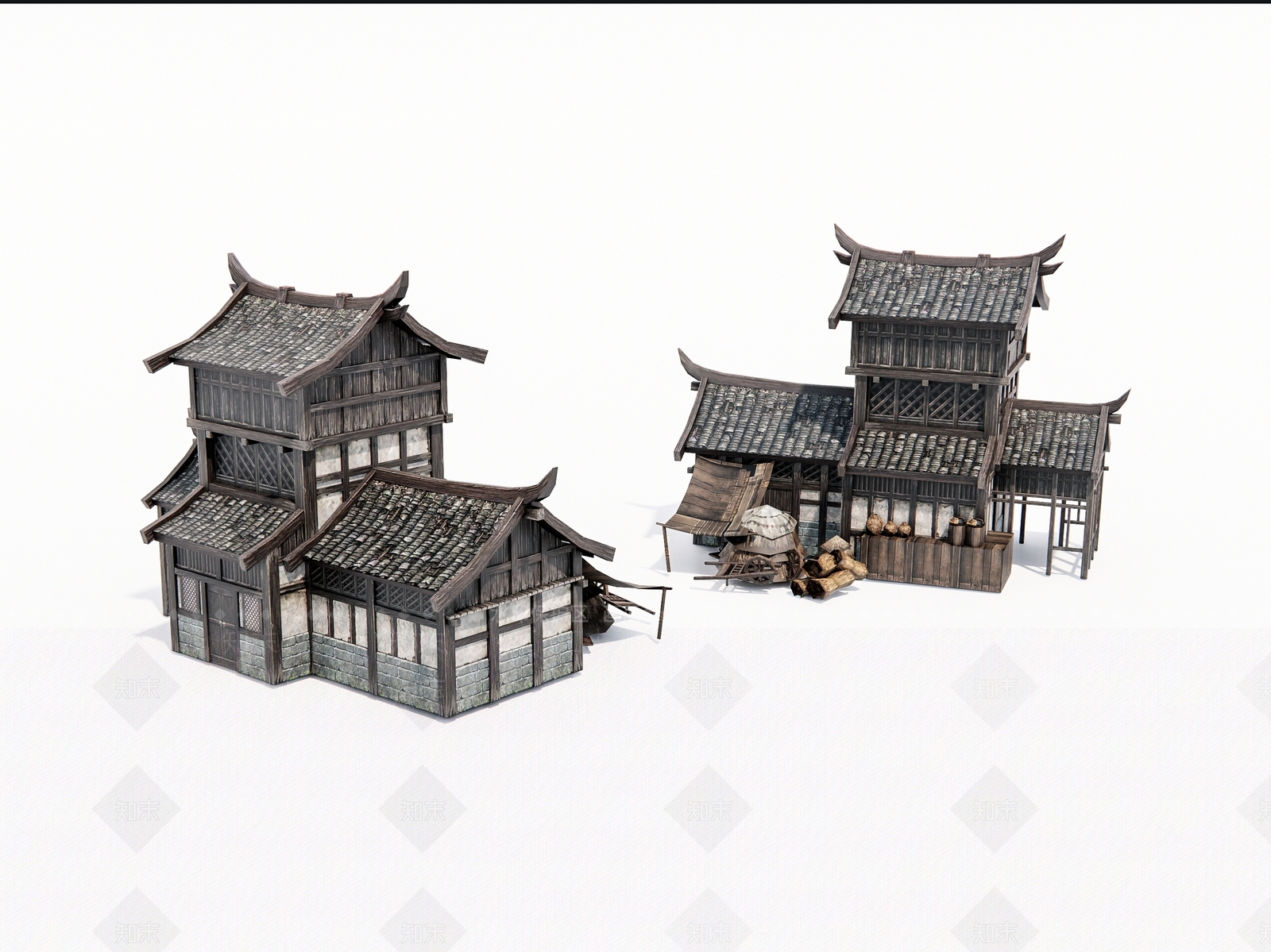 中式酒楼外观3D模型下载【ID:1159389574】