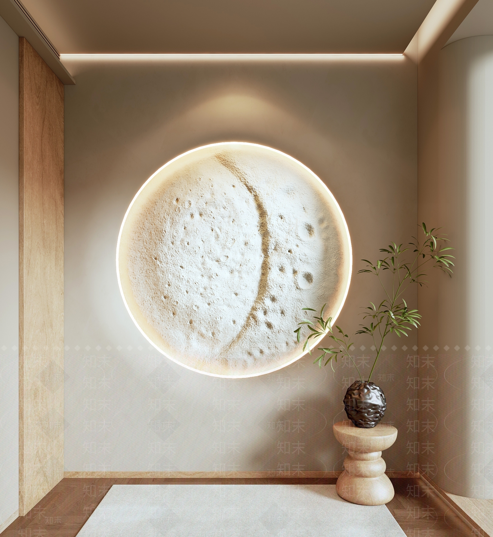 现代月球浮雕墙饰3D模型下载【ID:1159392411】