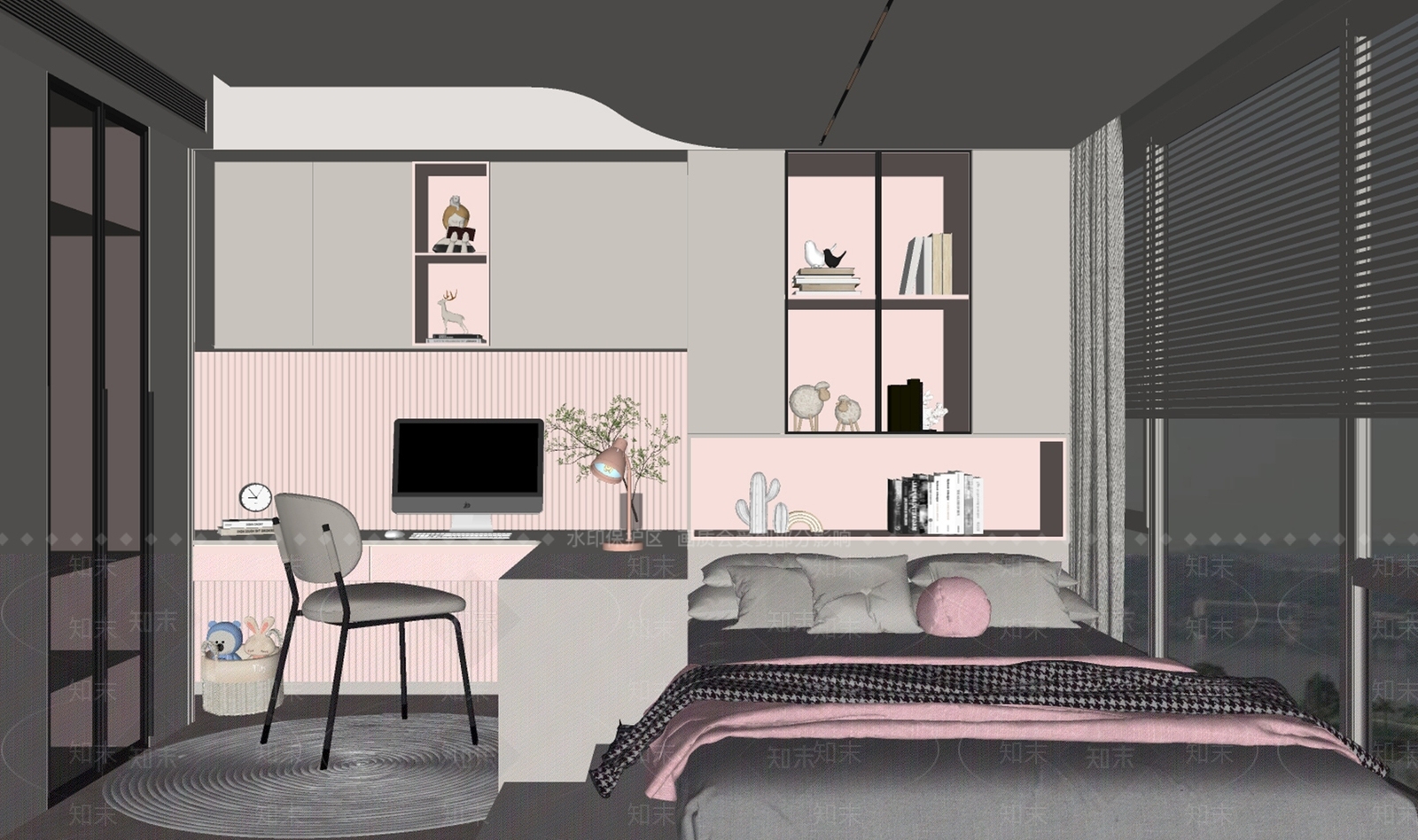 现代榻榻米卧室SU模型下载【ID:1159396441】