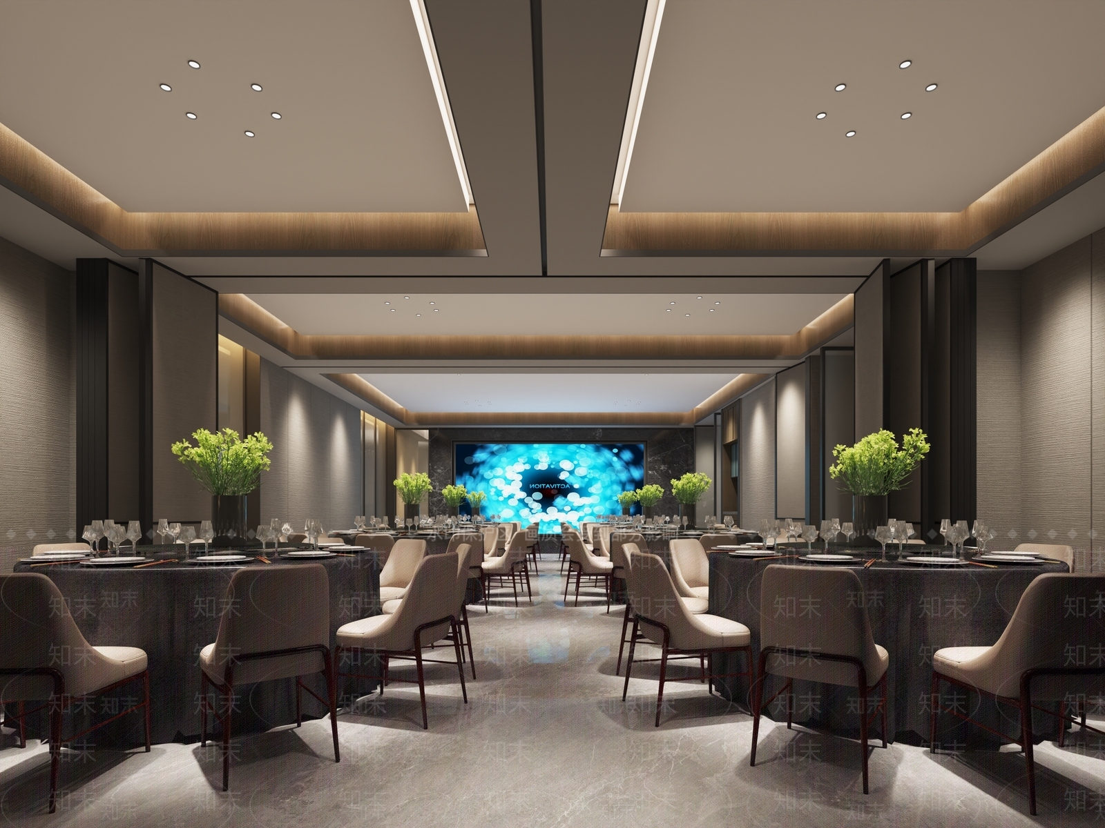 新中式宴会厅SU模型下载【ID:1159396355】