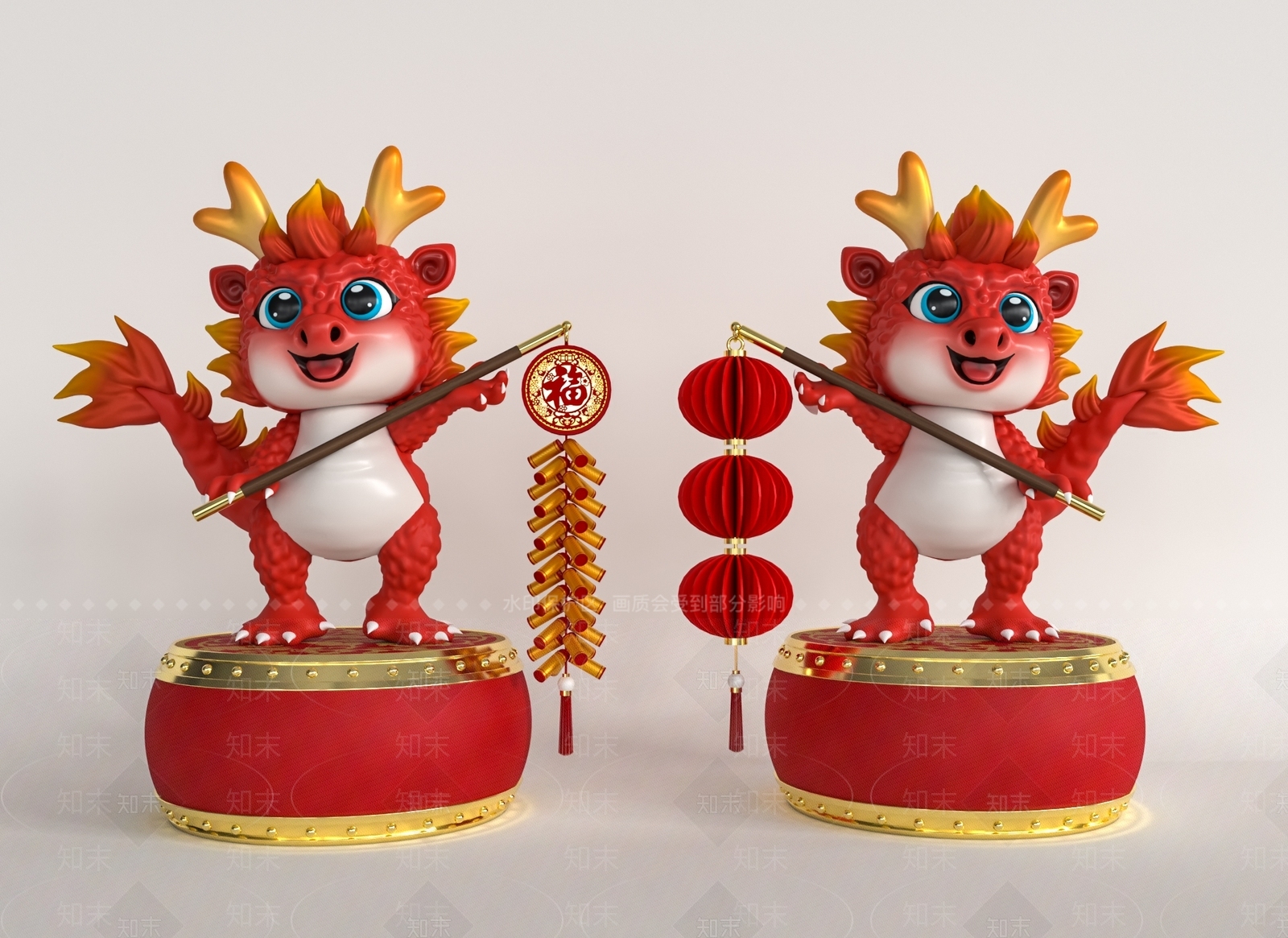 现代卡通龙雕塑摆件SU模型下载【ID:1159404072】