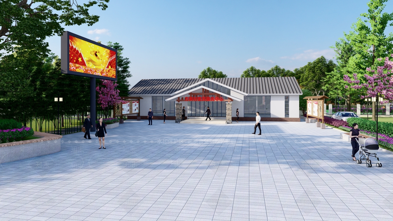 广场景观SU模型下载【ID:1192546900】