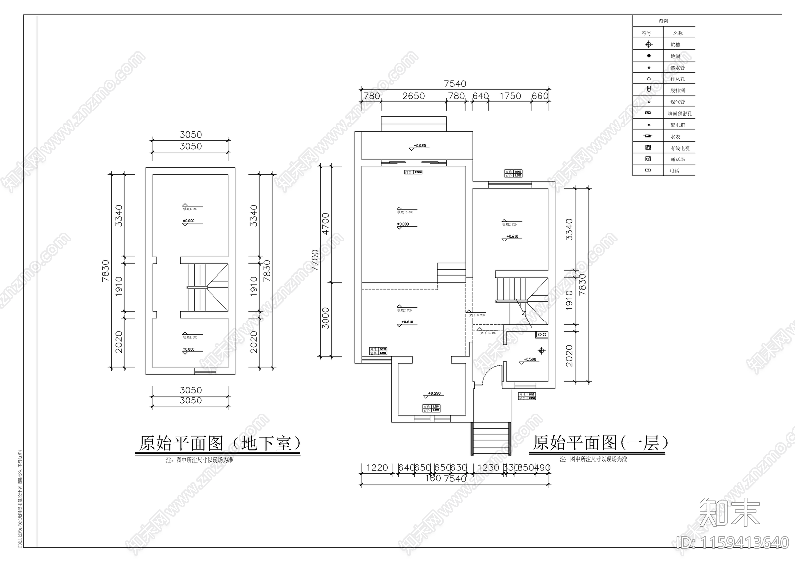 别墅建筑cad施工图下载【ID:1159413640】