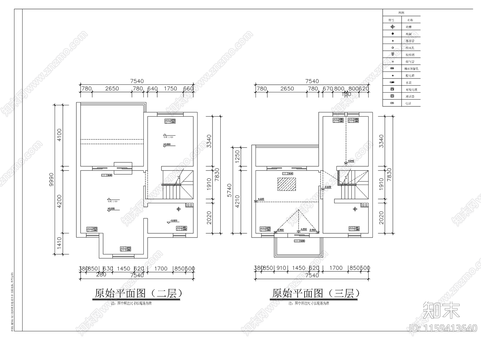 别墅建筑cad施工图下载【ID:1159413640】