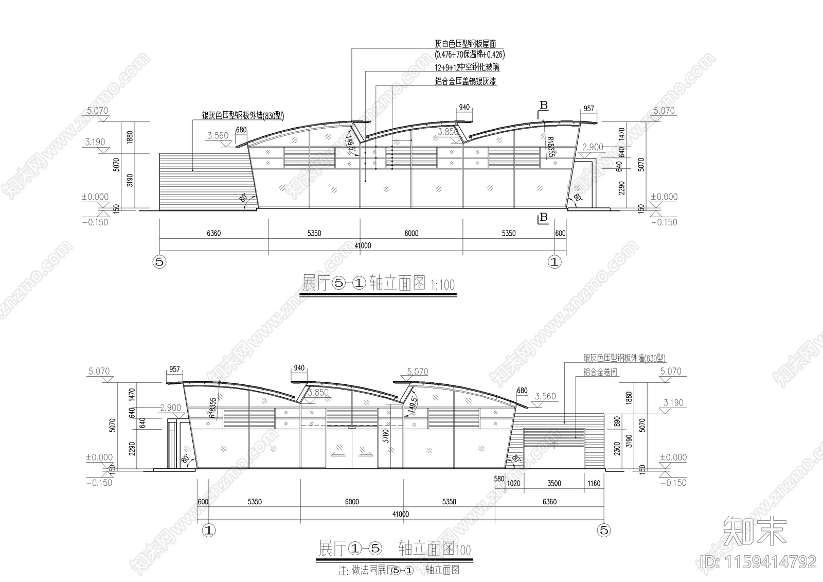 单层汽车展厅建施工图下载【ID:1159414792】