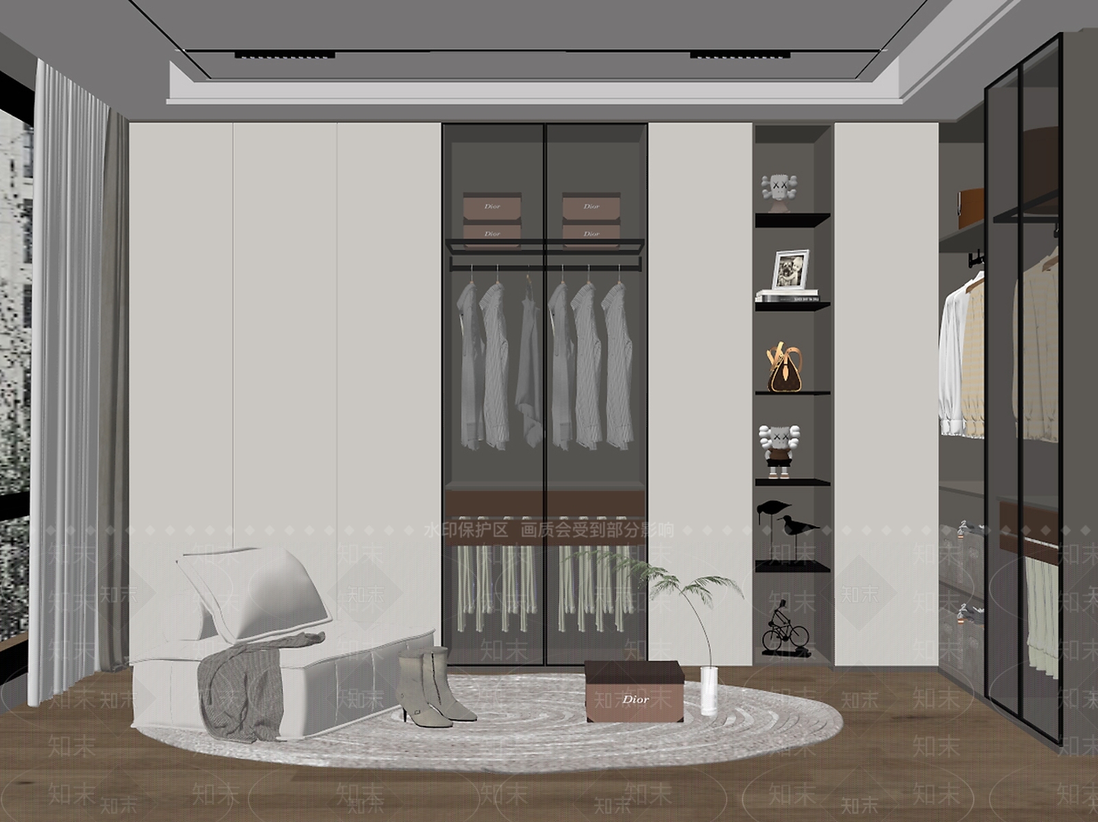 现代家居衣帽间SU模型下载【ID:1159422858】