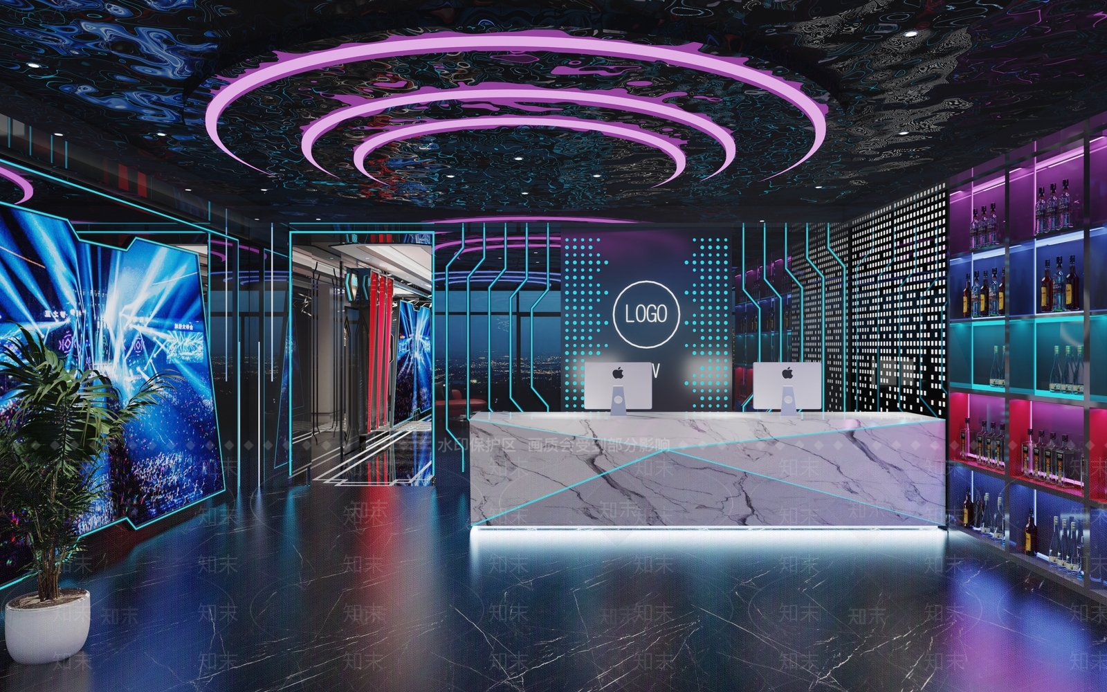 现代KTV大厅3D模型下载【ID:1159424284】