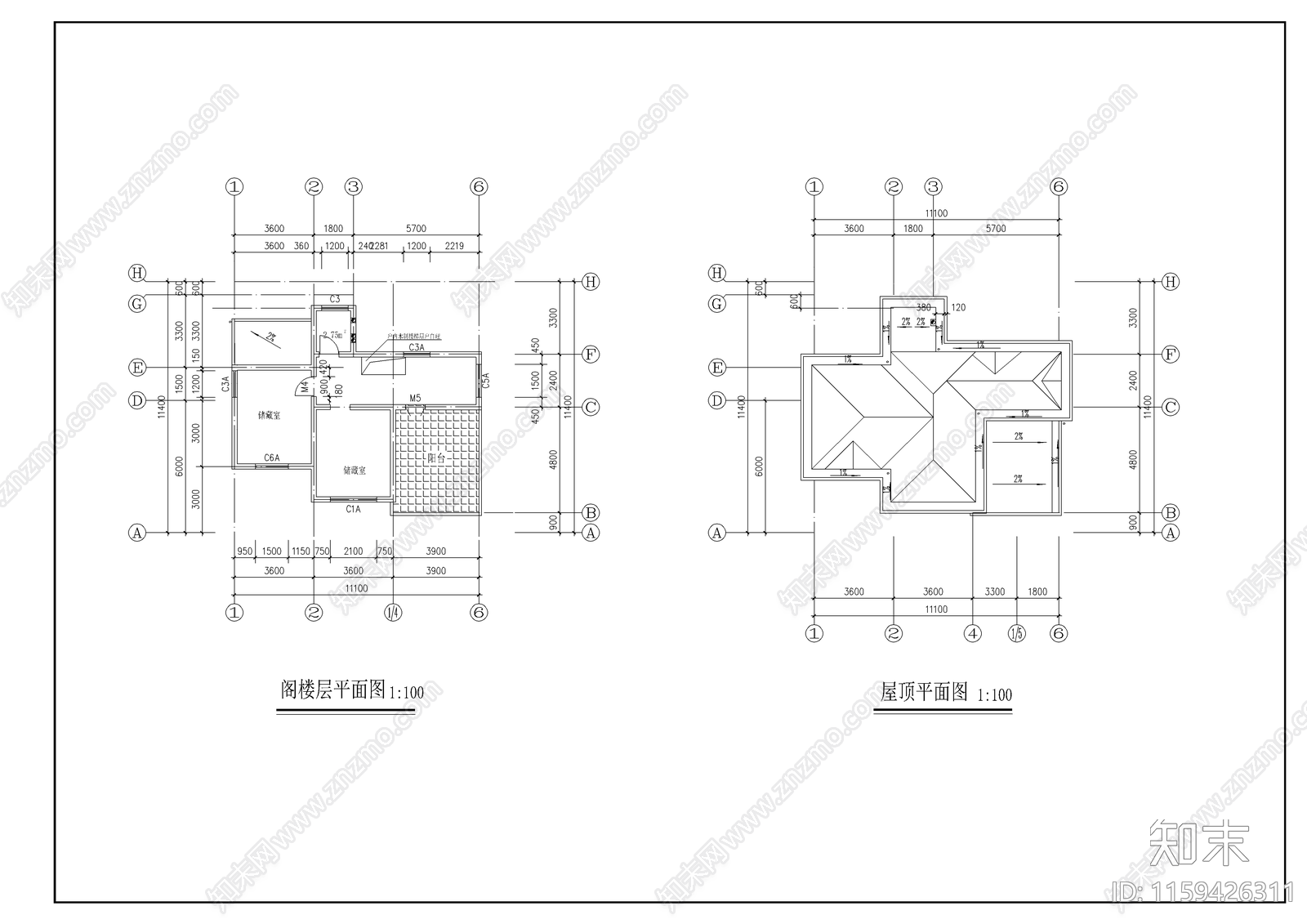 别墅建筑设计cad施工图下载【ID:1159426311】