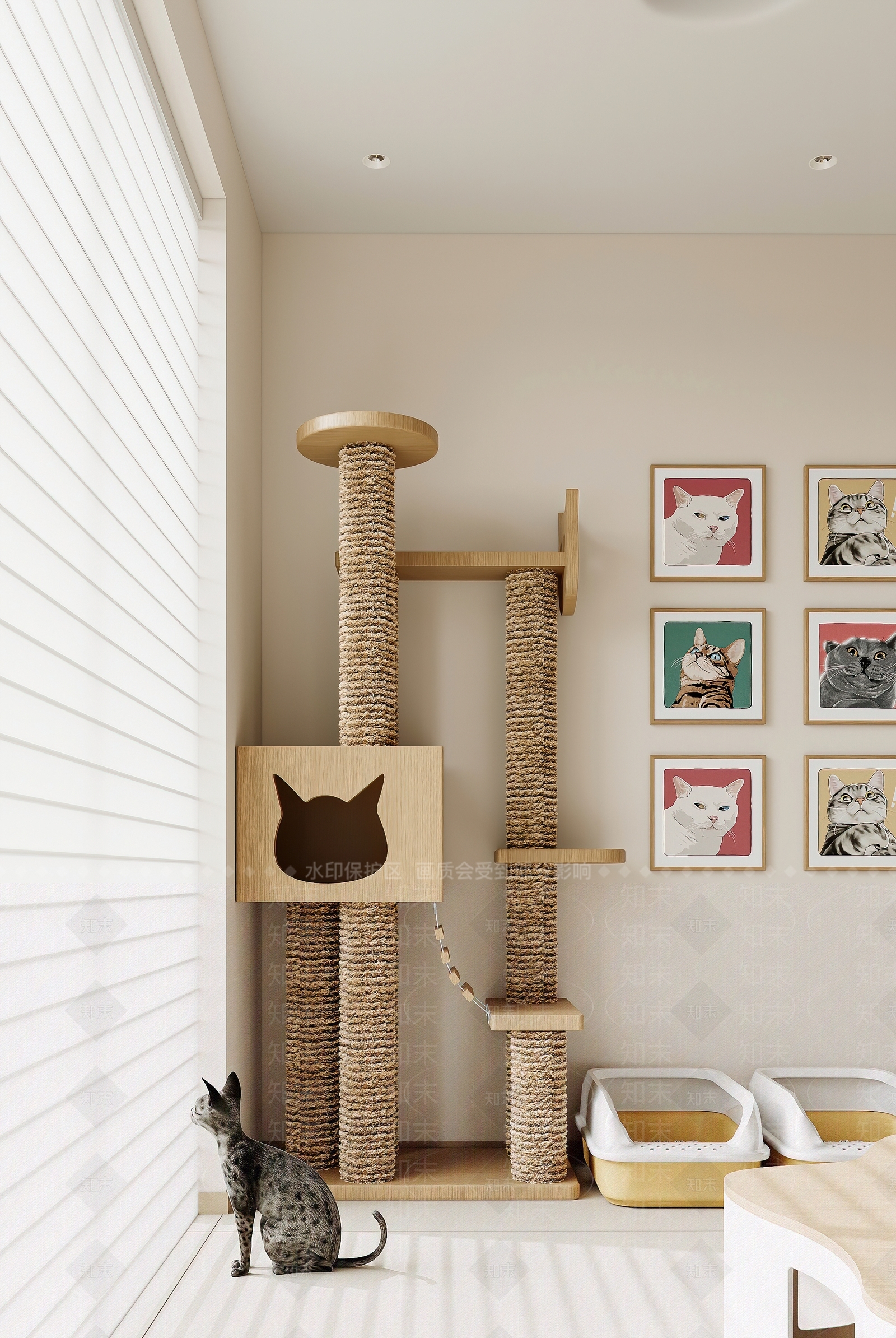 现代猫室3D模型下载【ID:1159426421】
