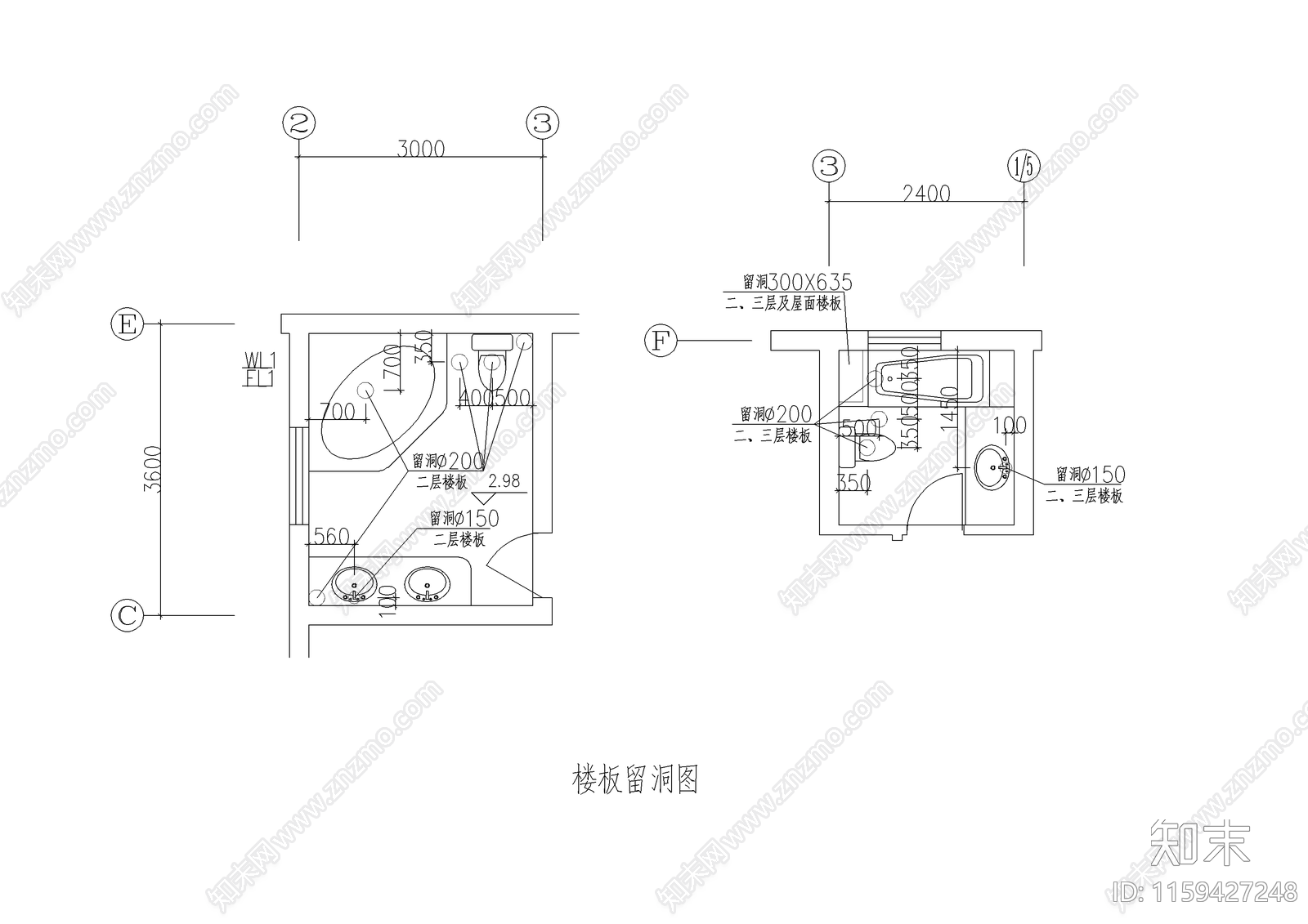 三层独立别墅给排水设计cad施工图下载【ID:1159427248】