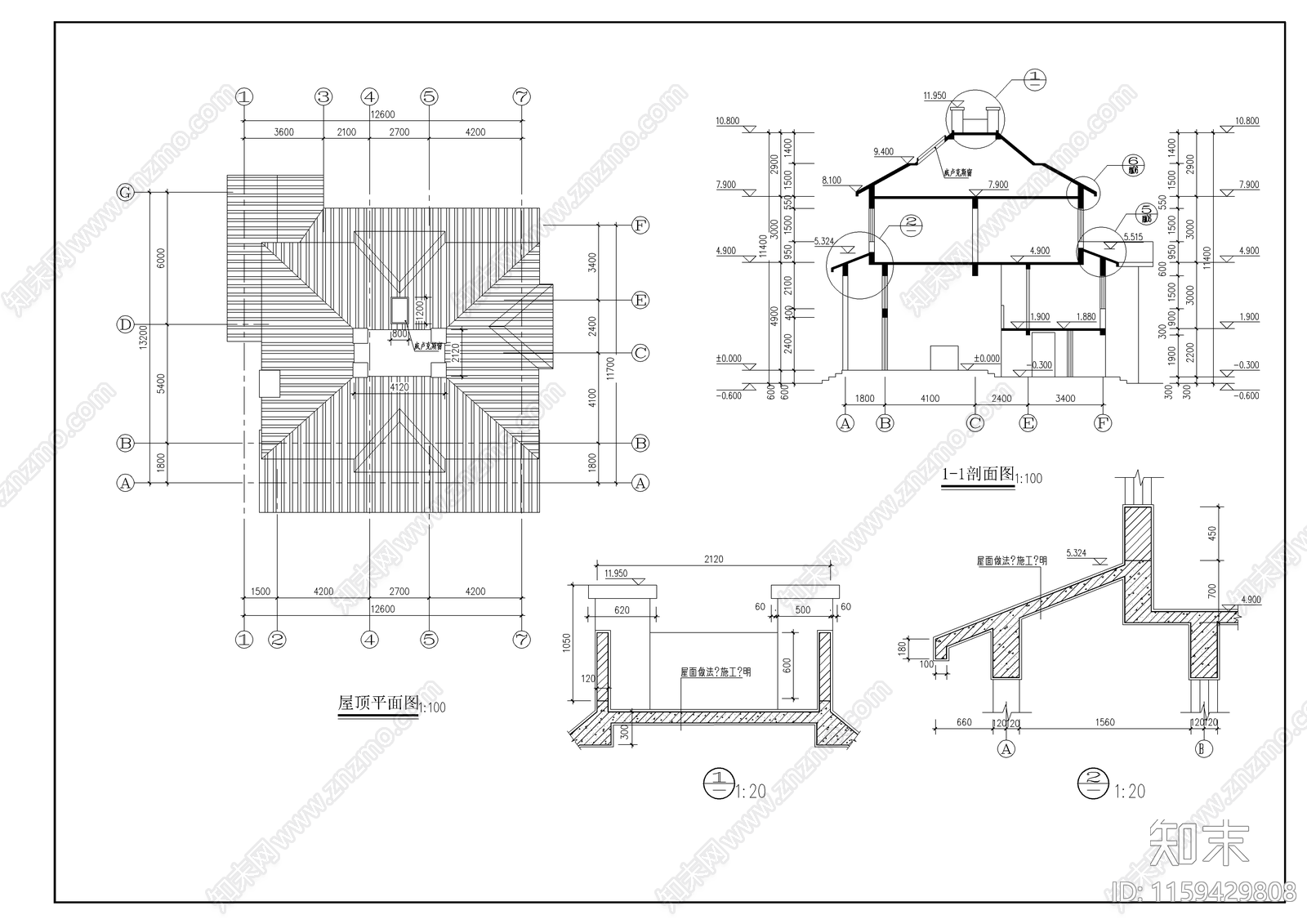 别墅建筑设计cad施工图下载【ID:1159429808】