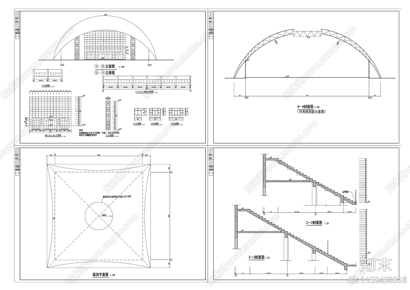 夹层小型体育馆建cad施工图下载【ID:1159430318】