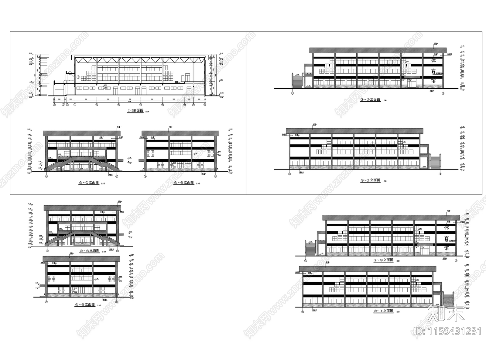 操场建筑设计图cad施工图下载【ID:1159431231】