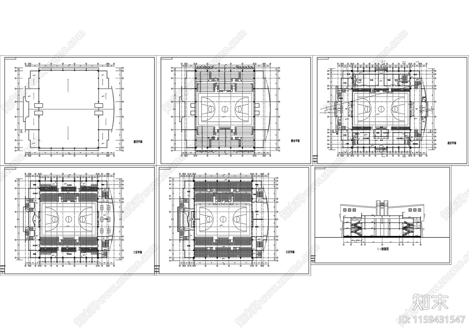 体育场看台cad施工图下载【ID:1159431547】