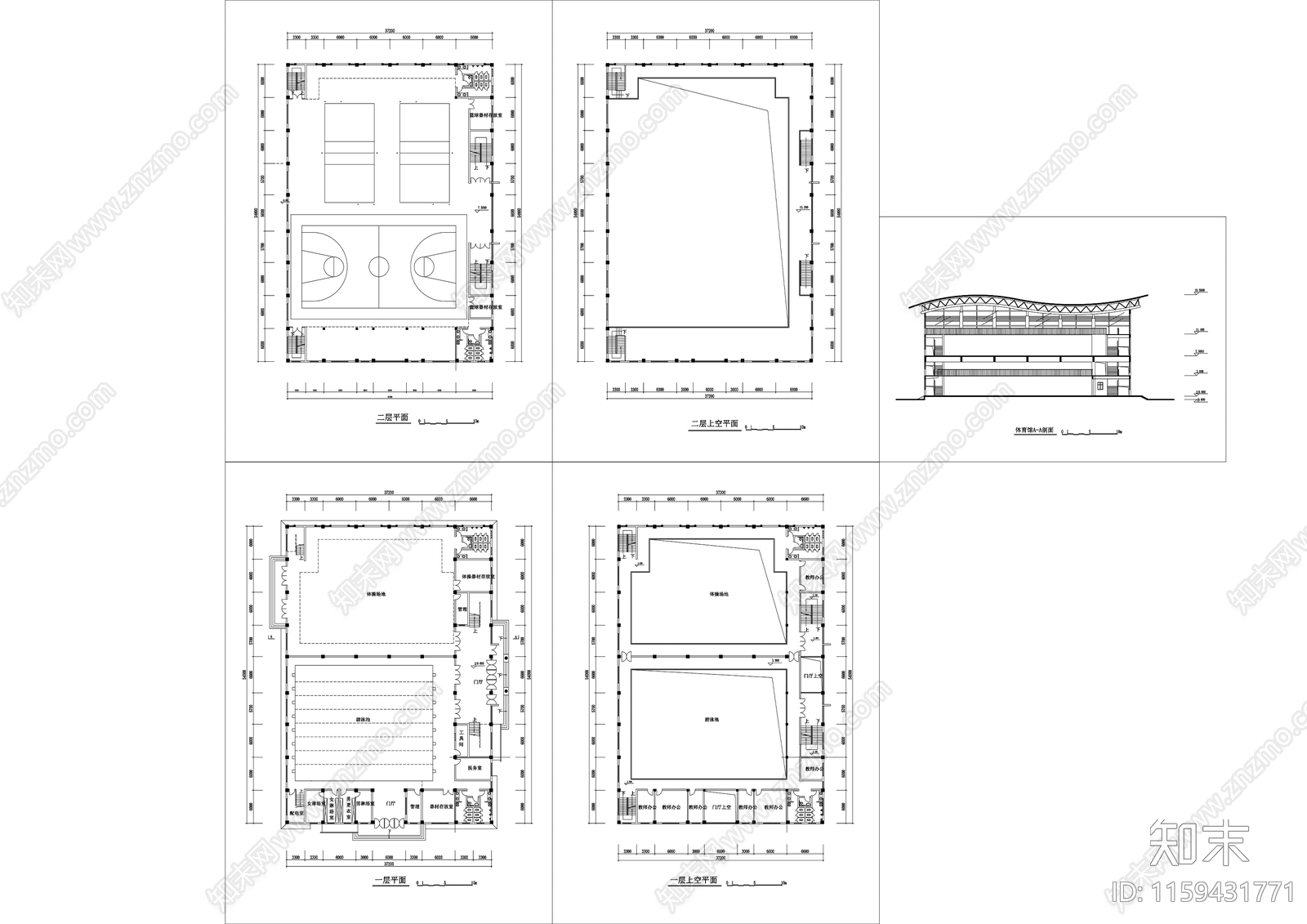 体育馆建筑设计图cad施工图下载【ID:1159431771】