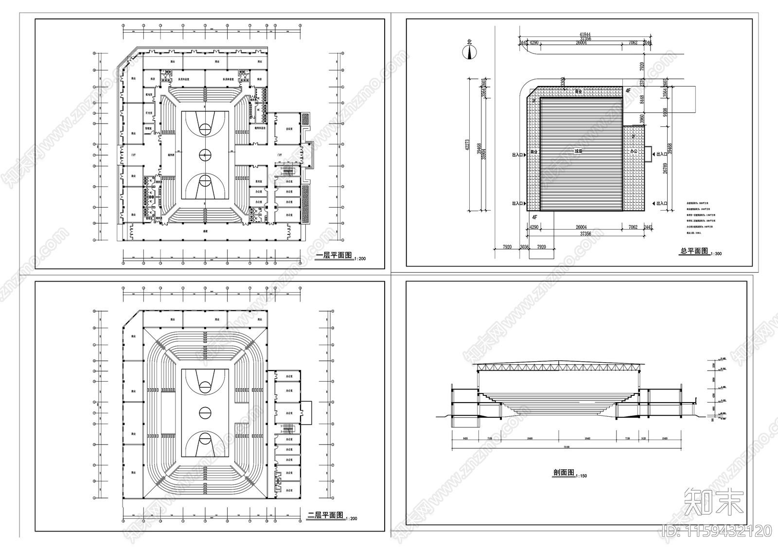 15体育馆建筑方案设计图cad施工图下载【ID:1159432120】