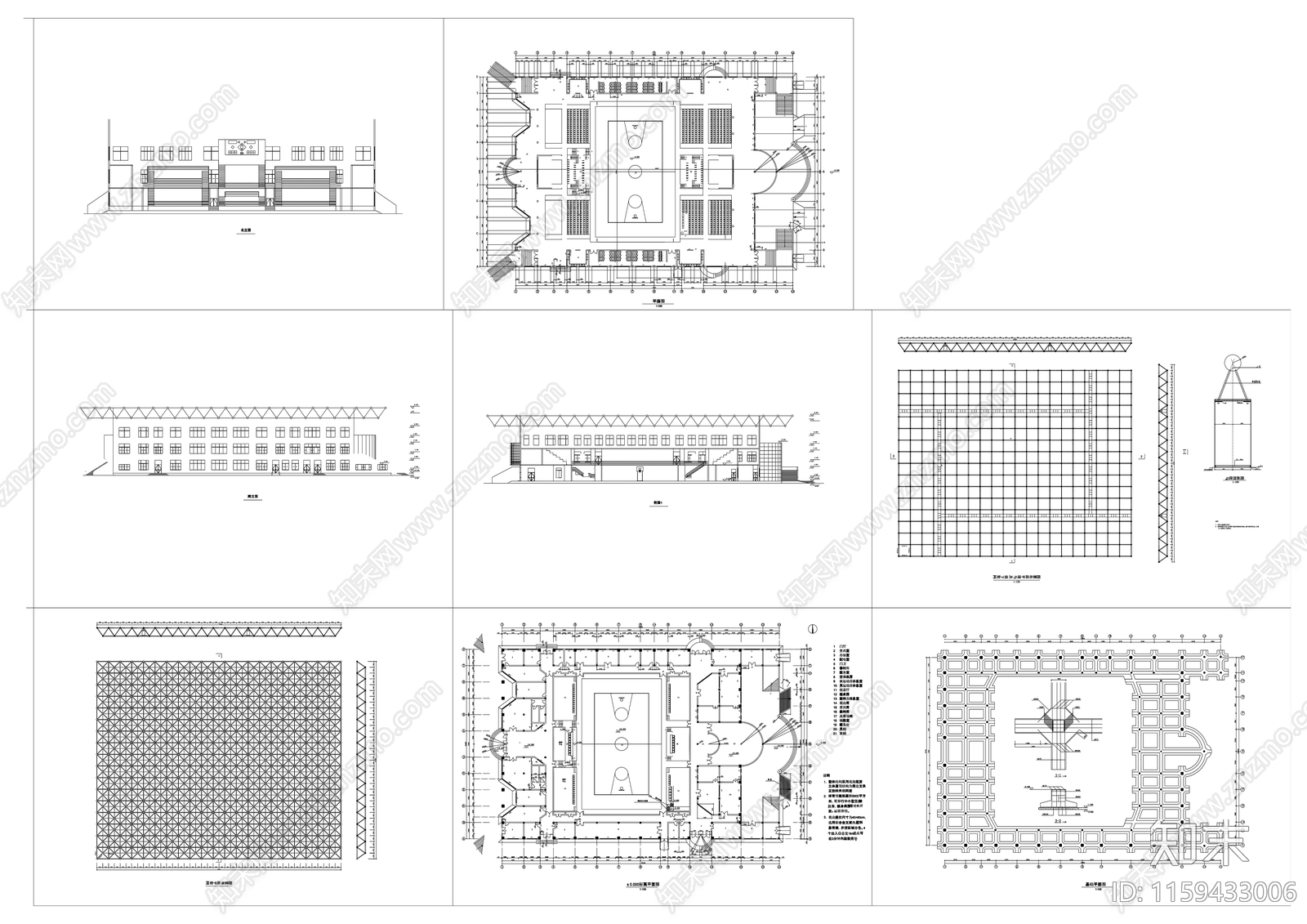 20体育馆建筑设计图cad施工图下载【ID:1159433006】