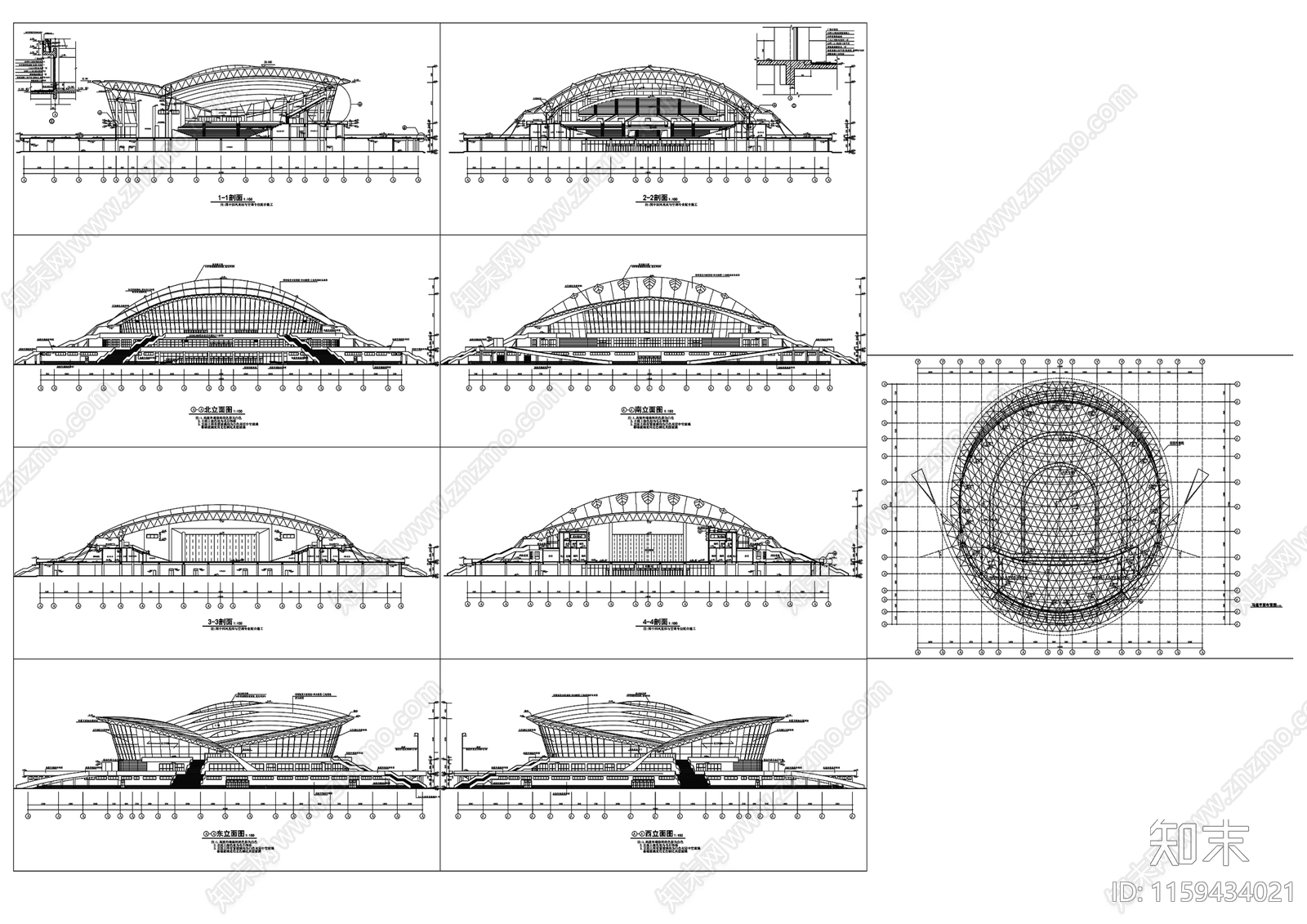 26体育馆建cad施工图下载【ID:1159434021】