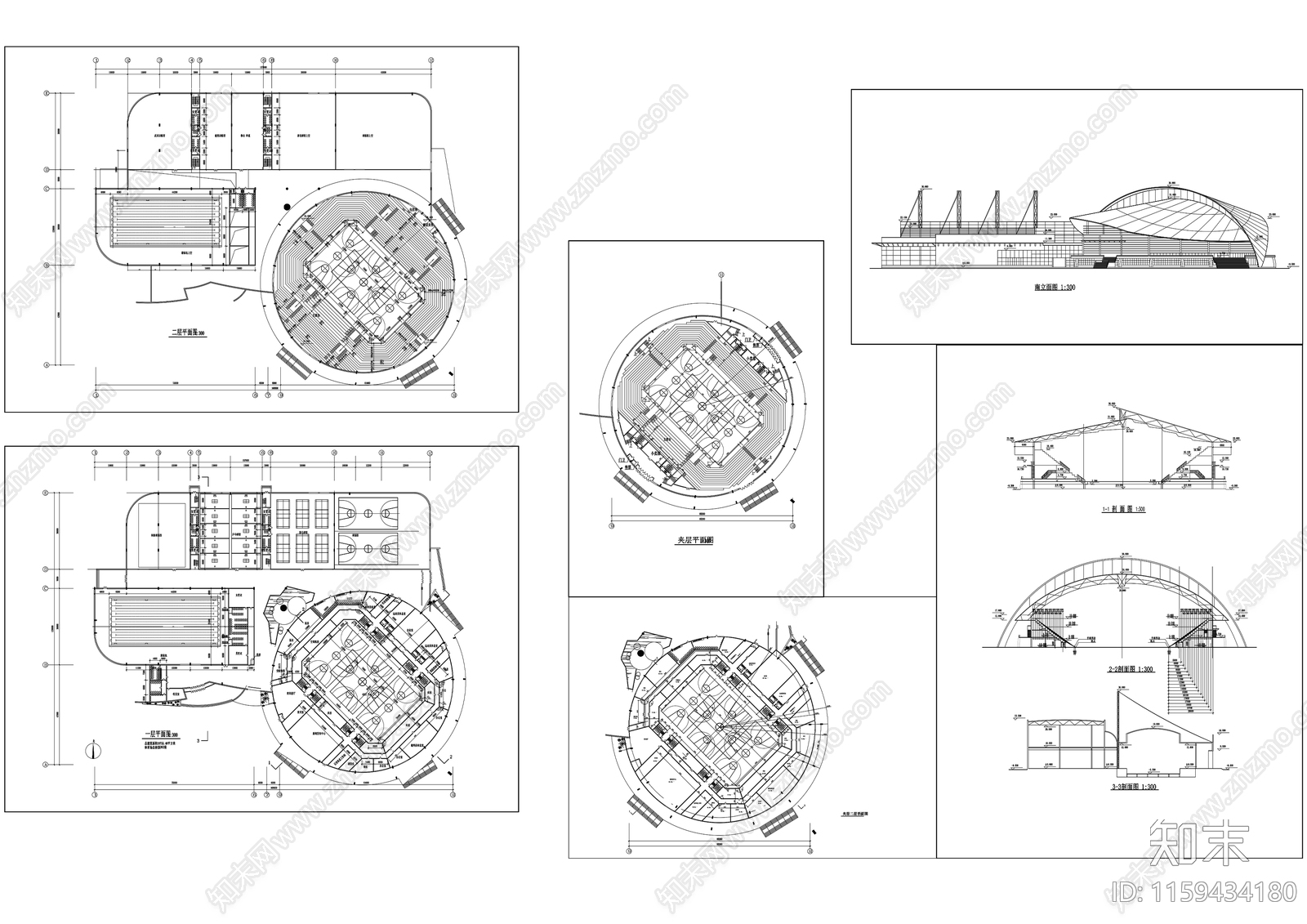 27体育馆建筑设计图施工图下载【ID:1159434180】