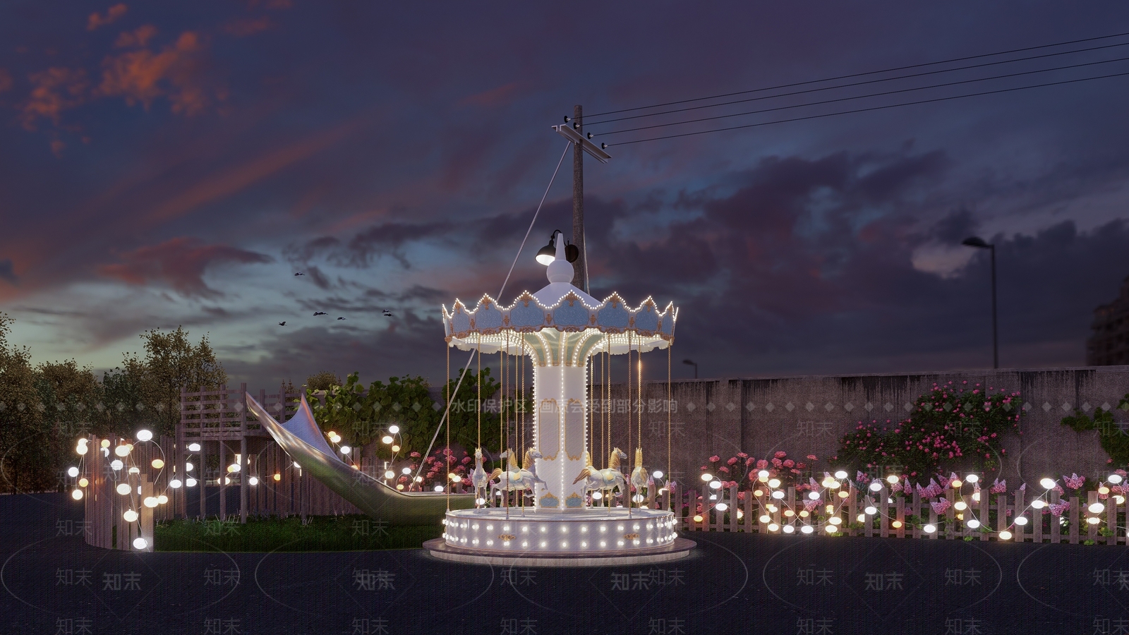 旋转木马SU模型下载【ID:1159435249】