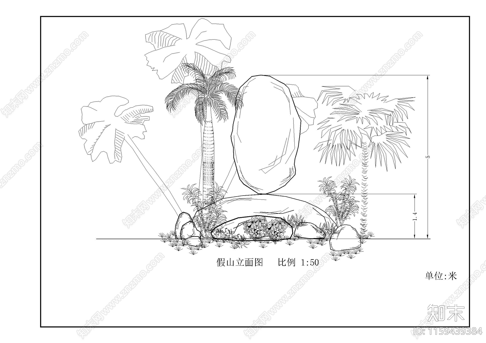 假山置石cad施工图下载【ID:1159439384】