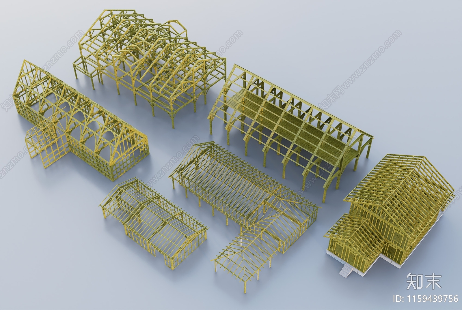 现代木屋木结构木框架SU模型下载【ID:1159439756】