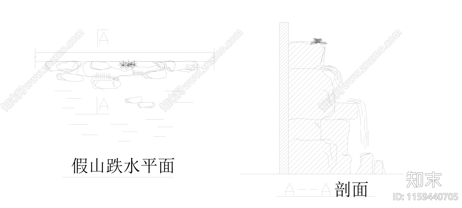假山置石cad施工图下载【ID:1159440705】