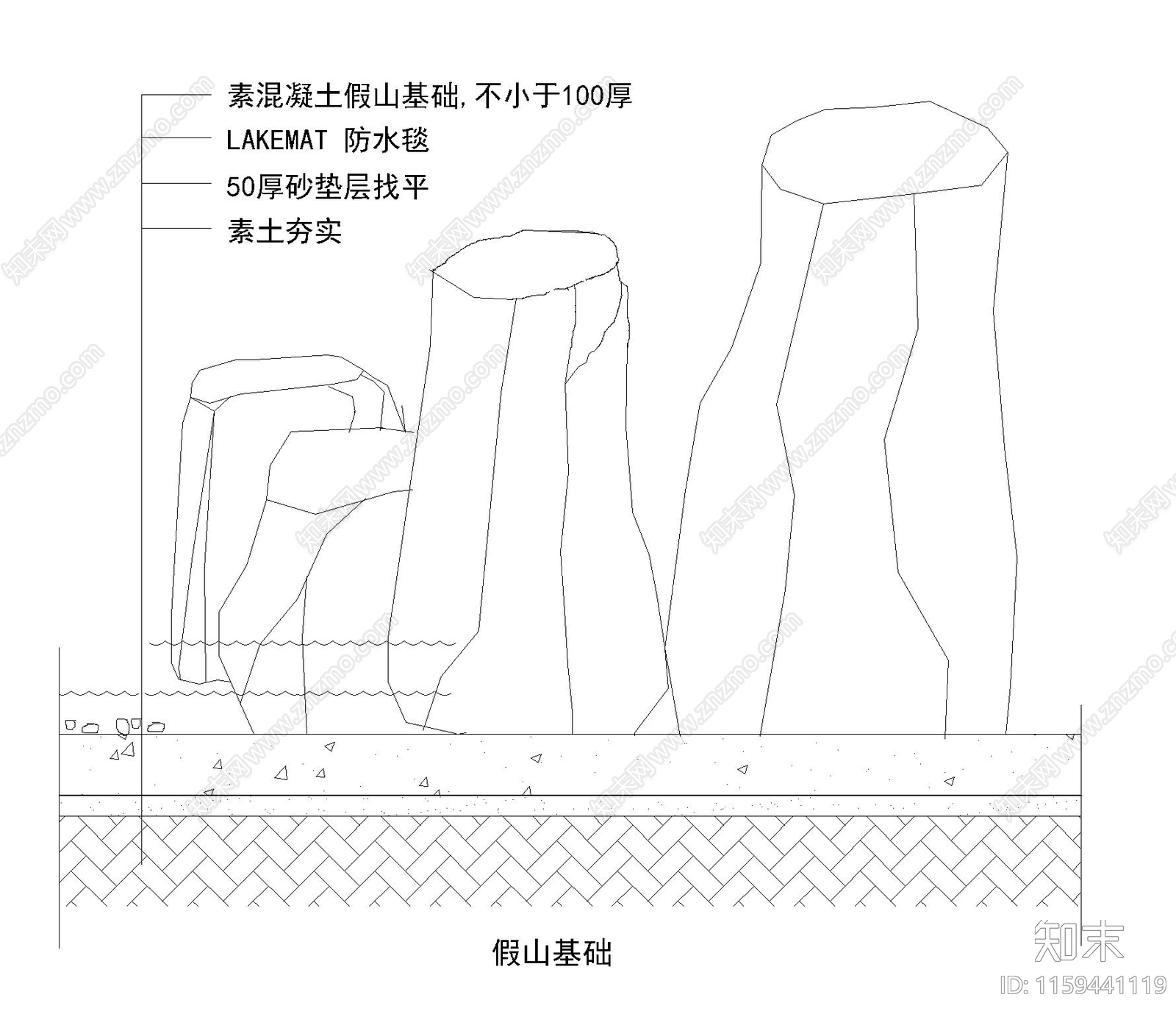 假山置石cad施工图下载【ID:1159441119】