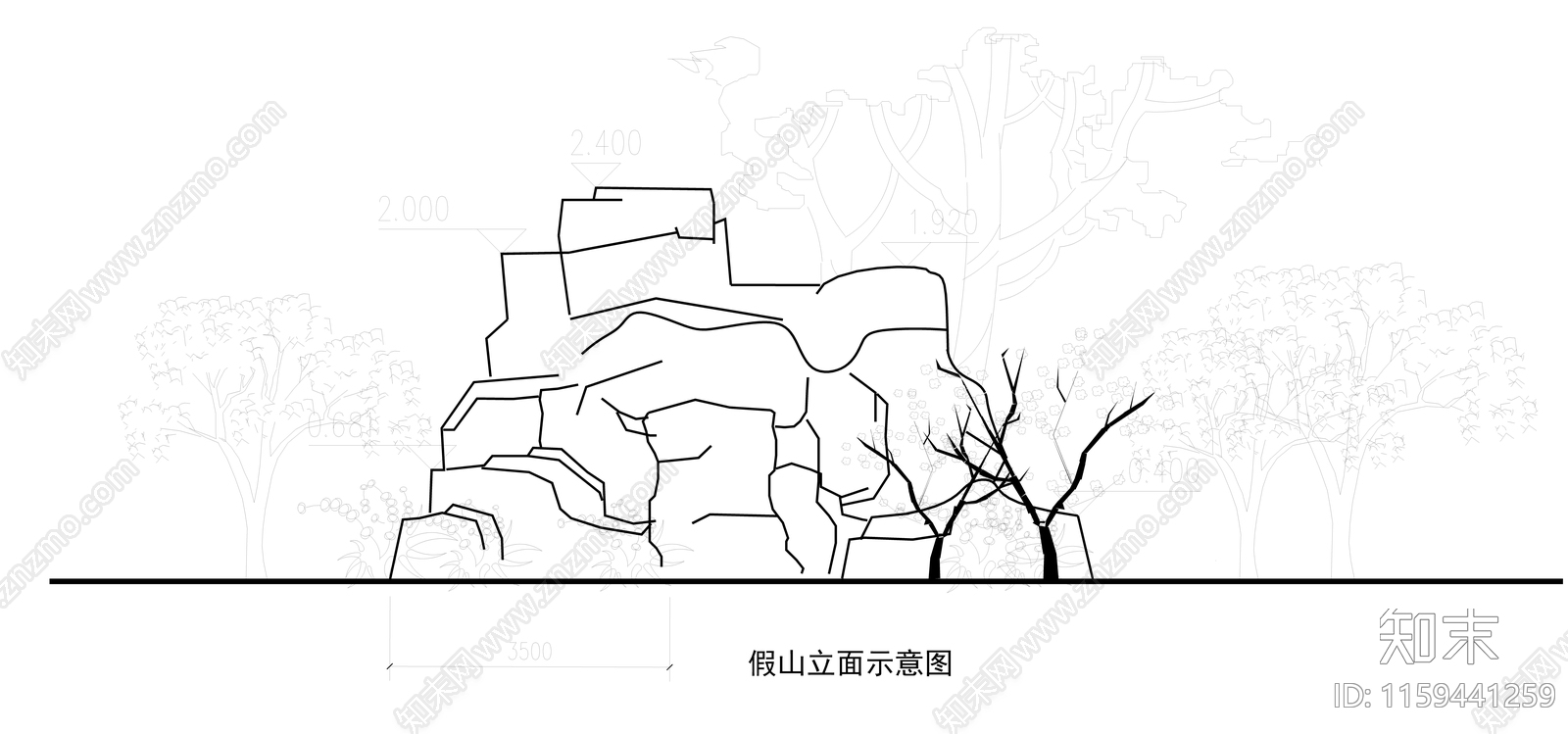 假山置石cad施工图下载【ID:1159441259】