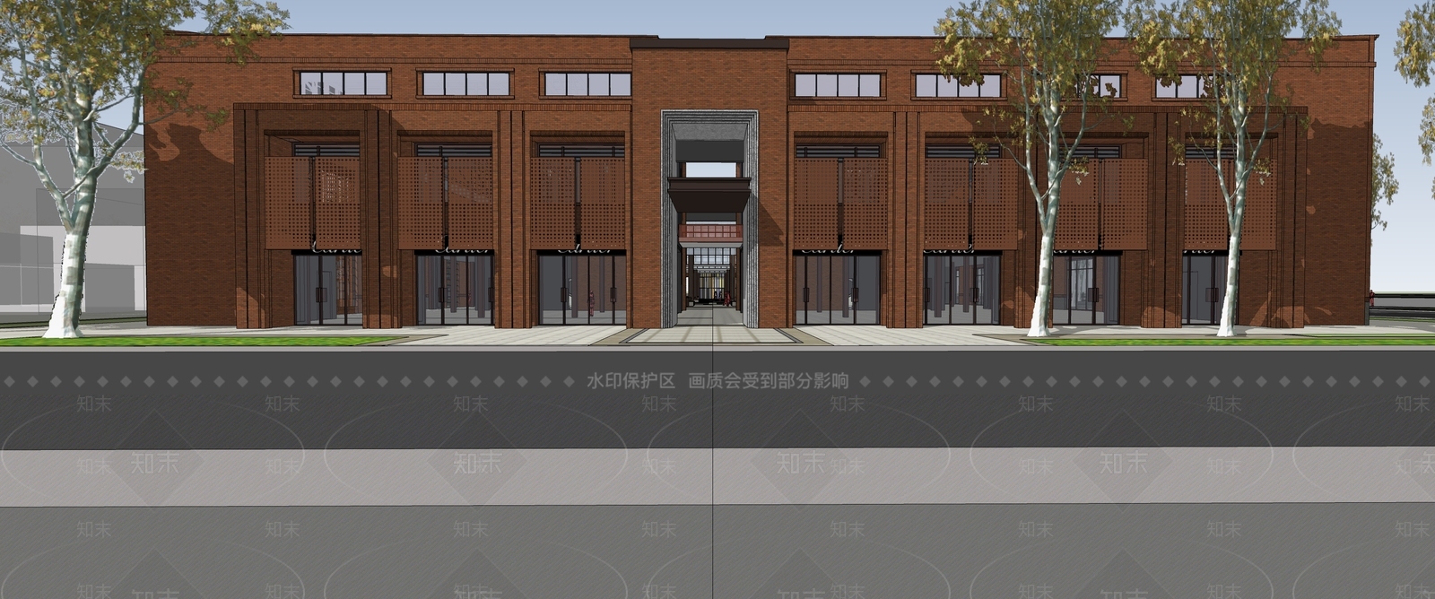 现代红砖厂房SU模型下载【ID:1159446424】