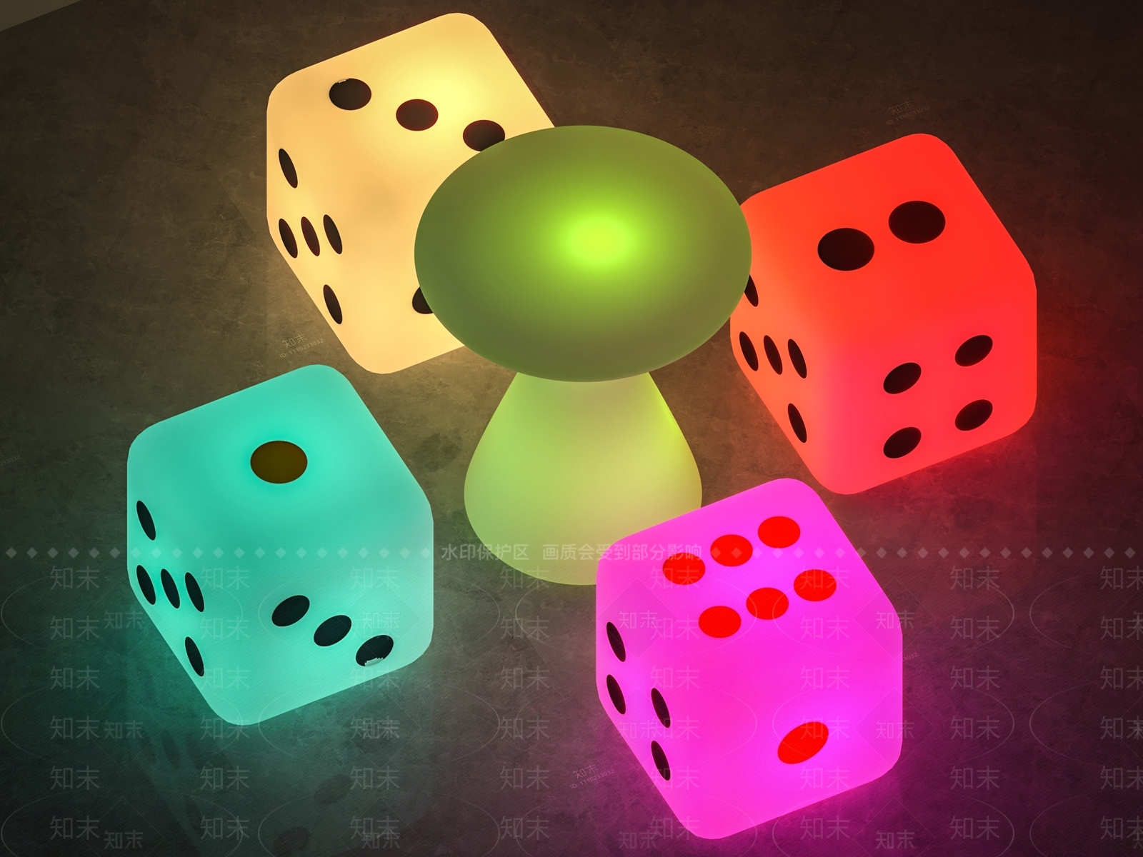 现代筛子发光桌椅组合3D模型下载【ID:1159446840】