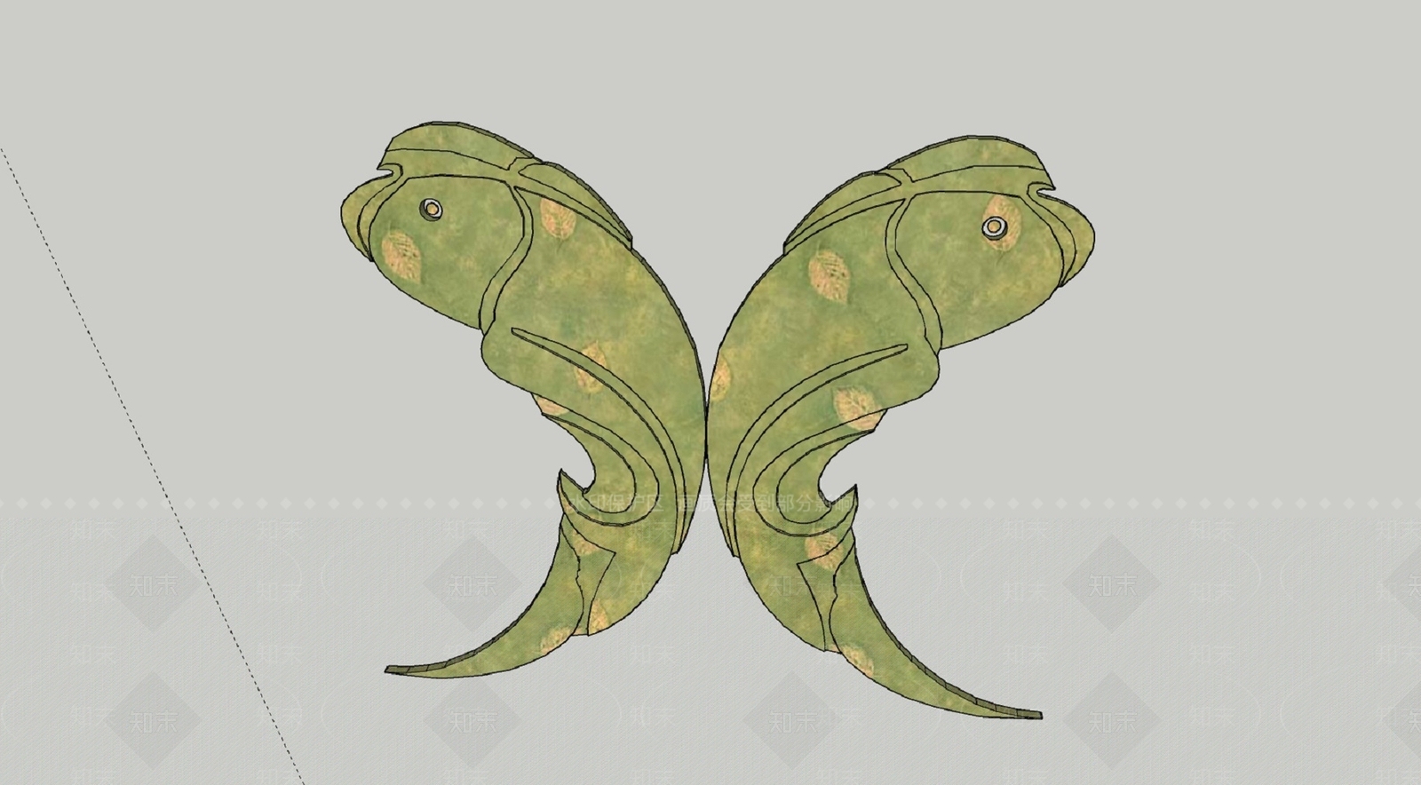 中式古鱼雕塑小品SU模型下载【ID:1159449510】