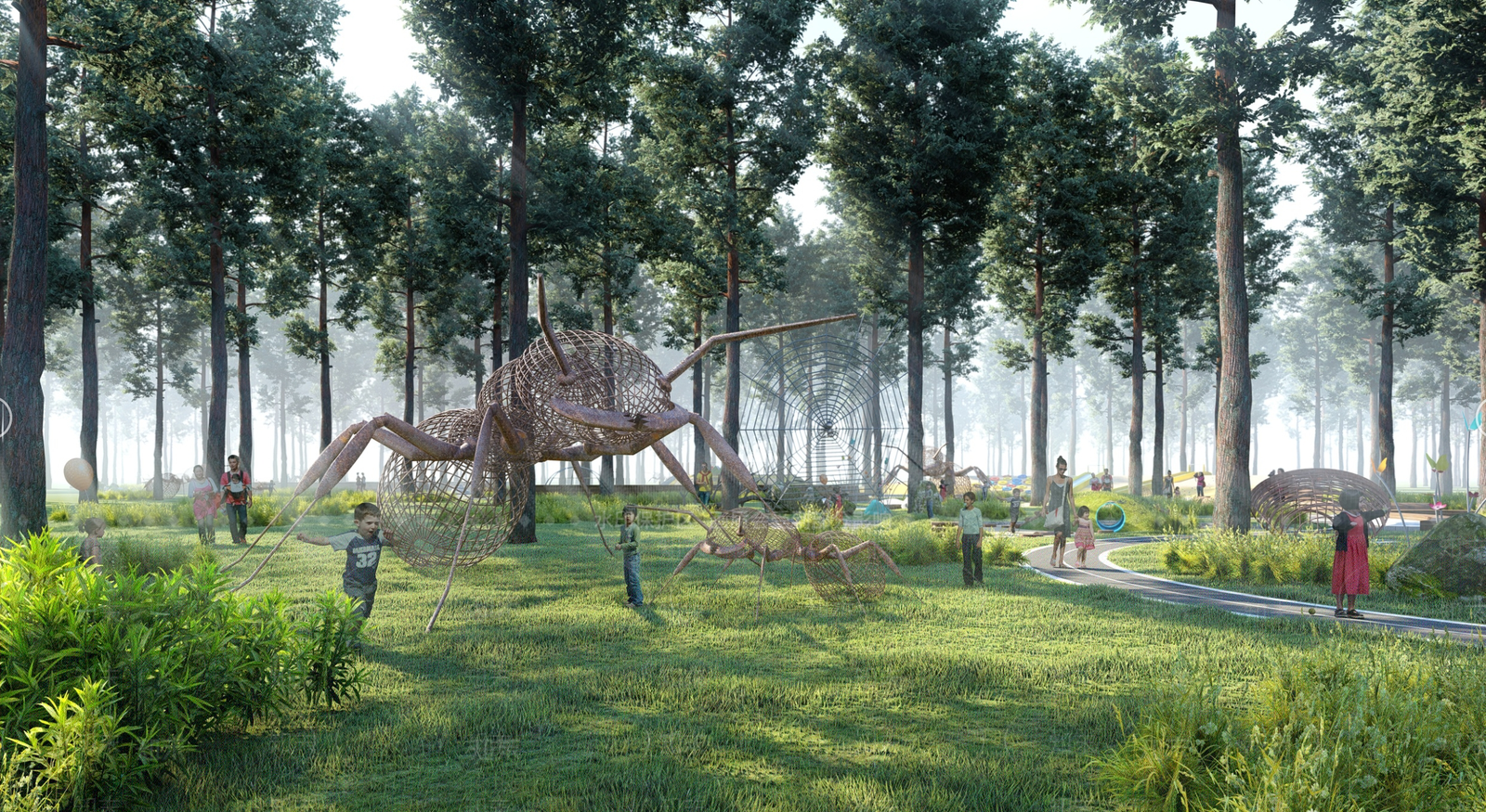 现代森林公园SU模型下载【ID:1159545544】