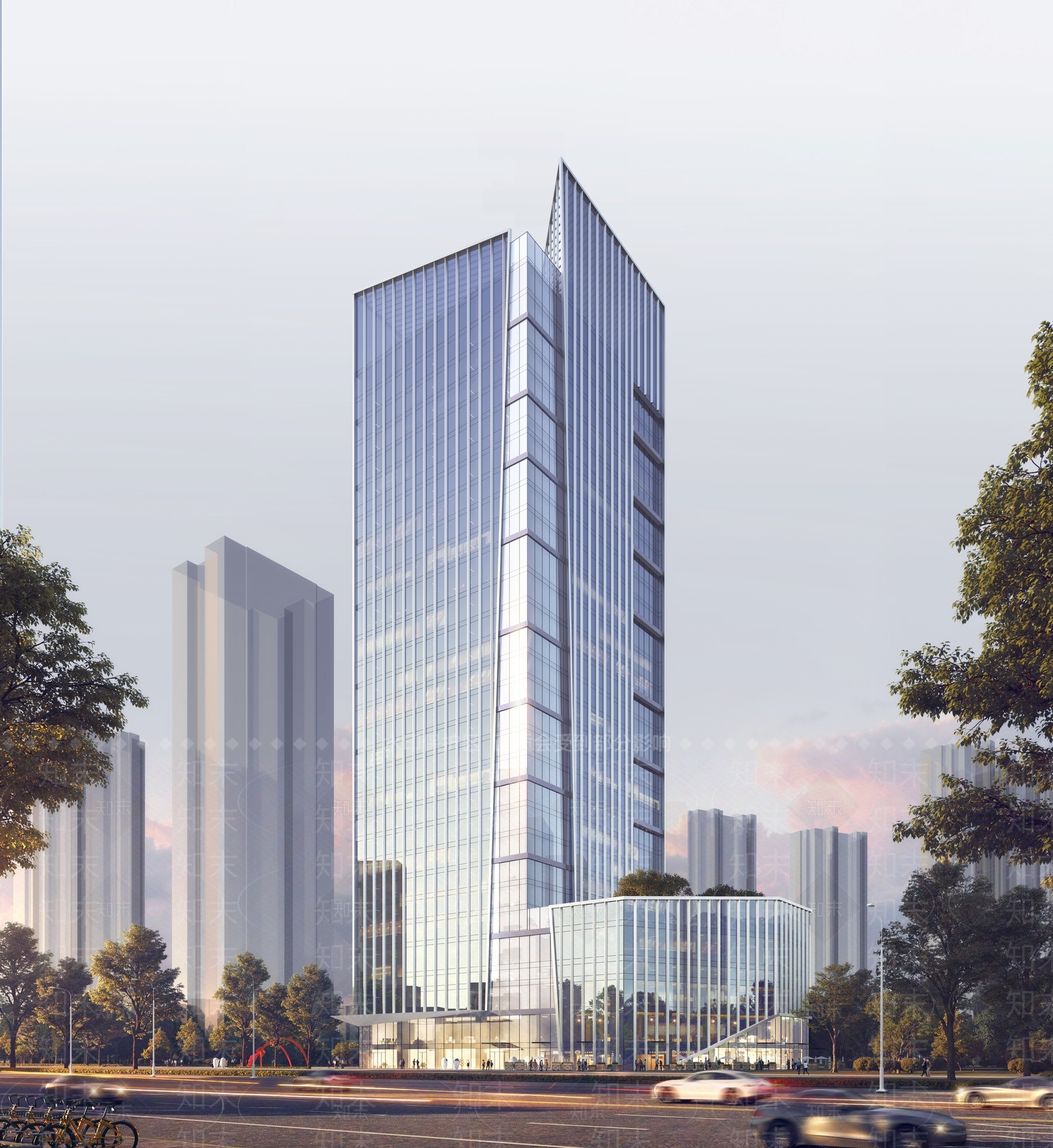现代高层办公楼SU模型下载【ID:1159527333】