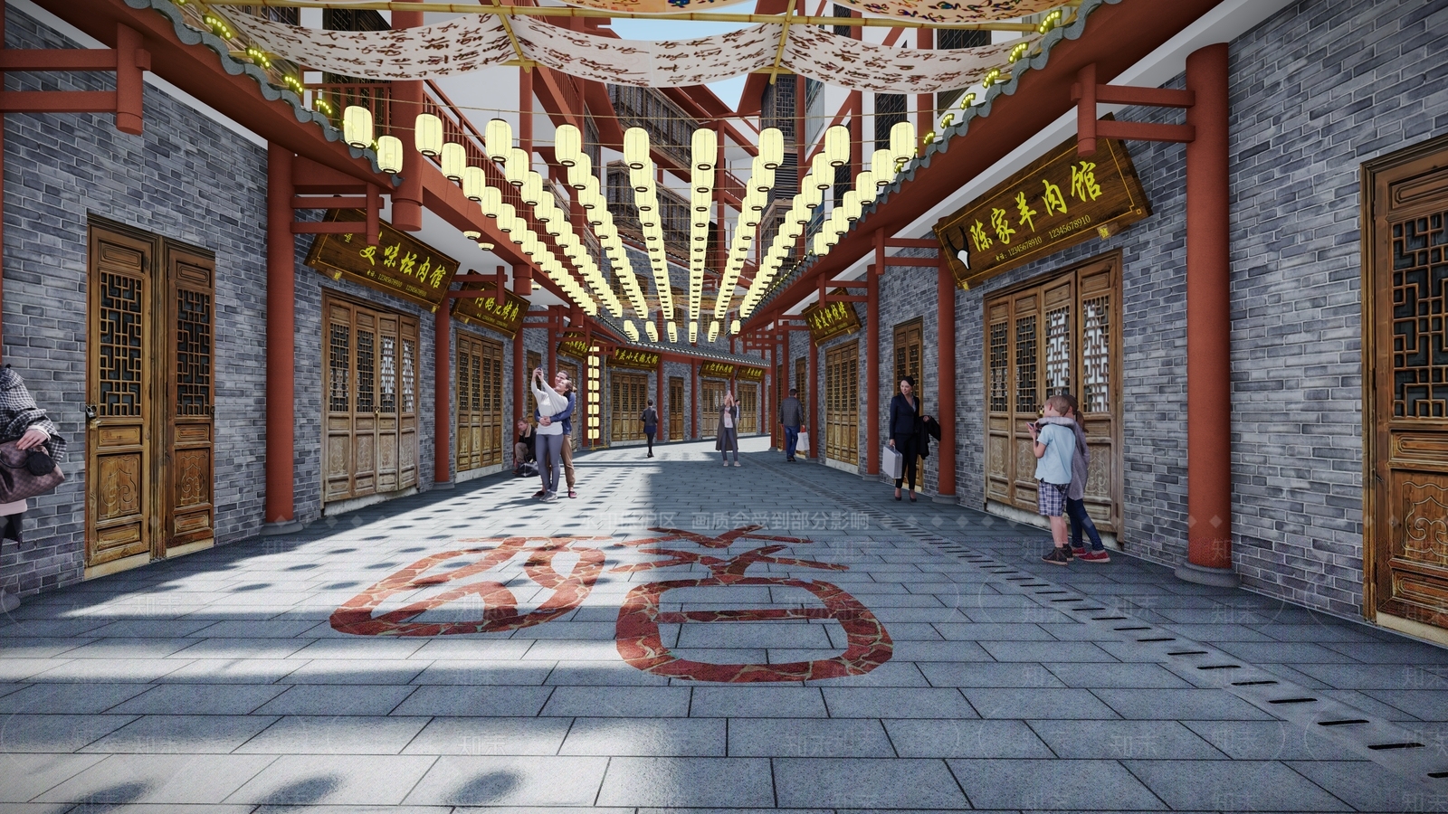 新中式商业街SU模型下载【ID:1159453629】
