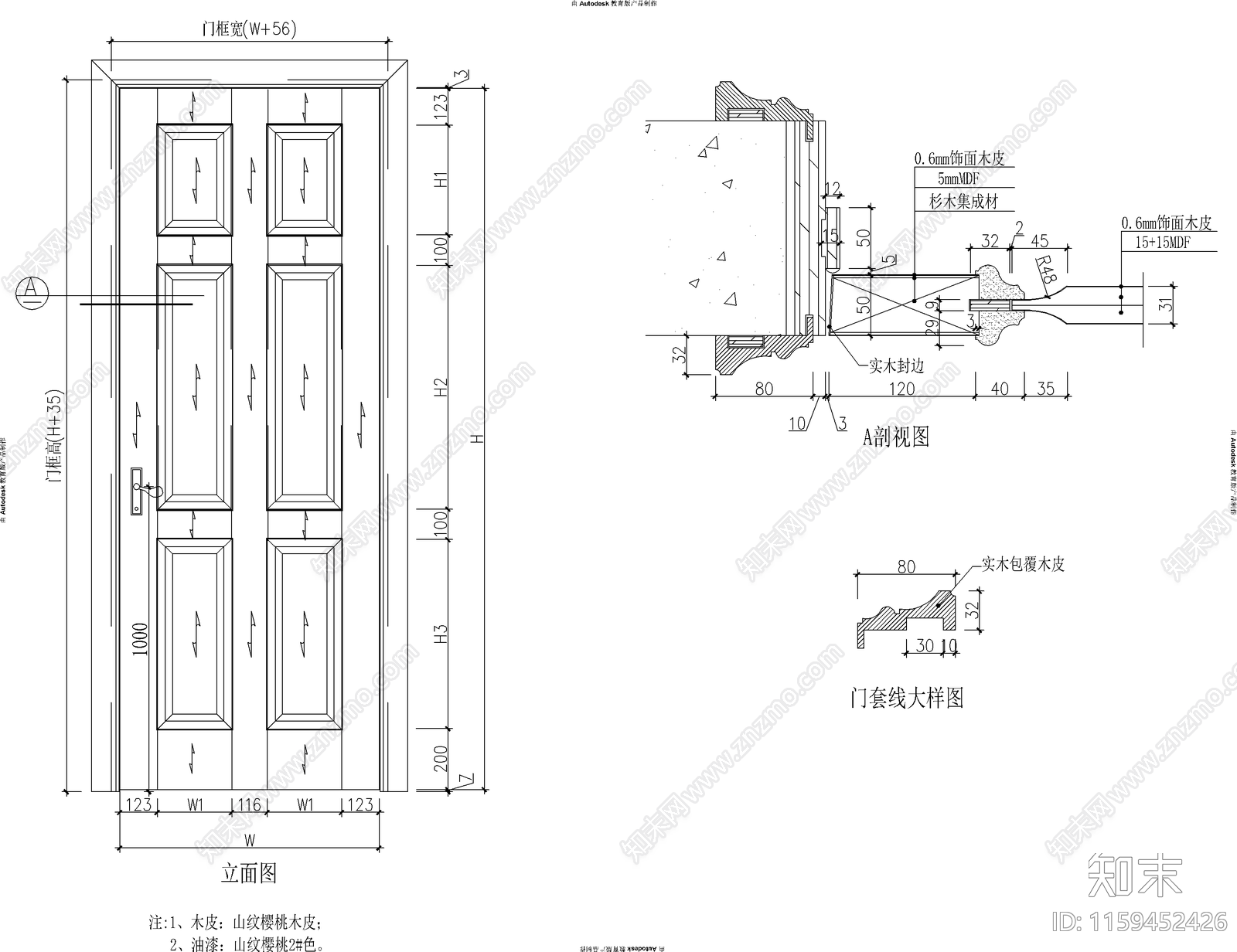 多套门做法详图cad施工图下载【ID:1159452426】