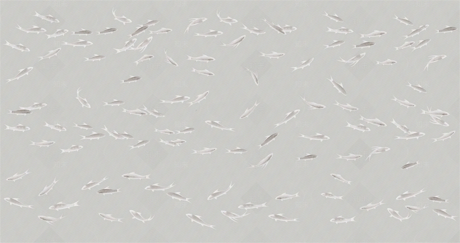 灰色新中式锦鲤壁纸壁画贴图下载【ID:1159457362】