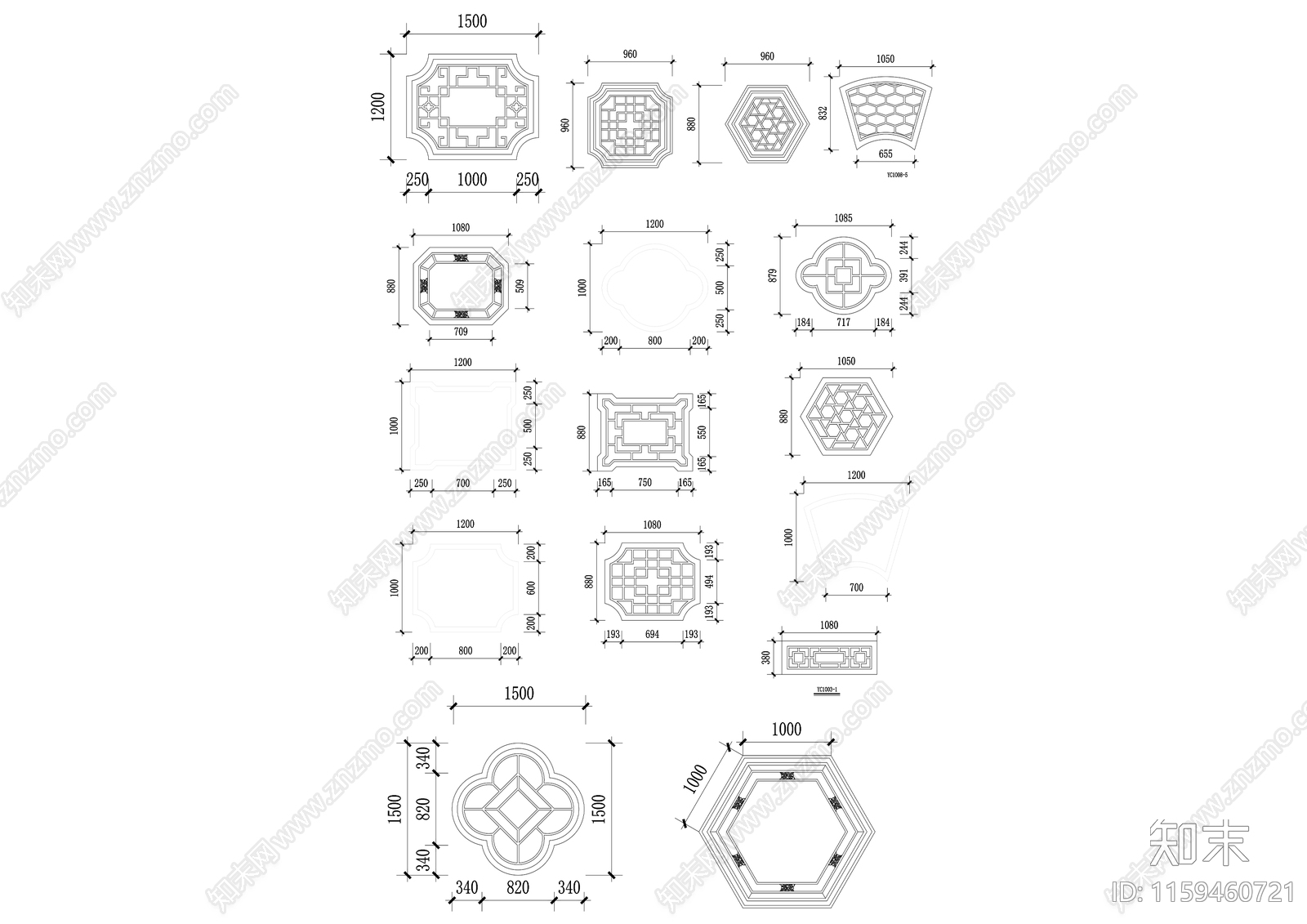 17古建筑线条雕花施工图下载【ID:1159460721】